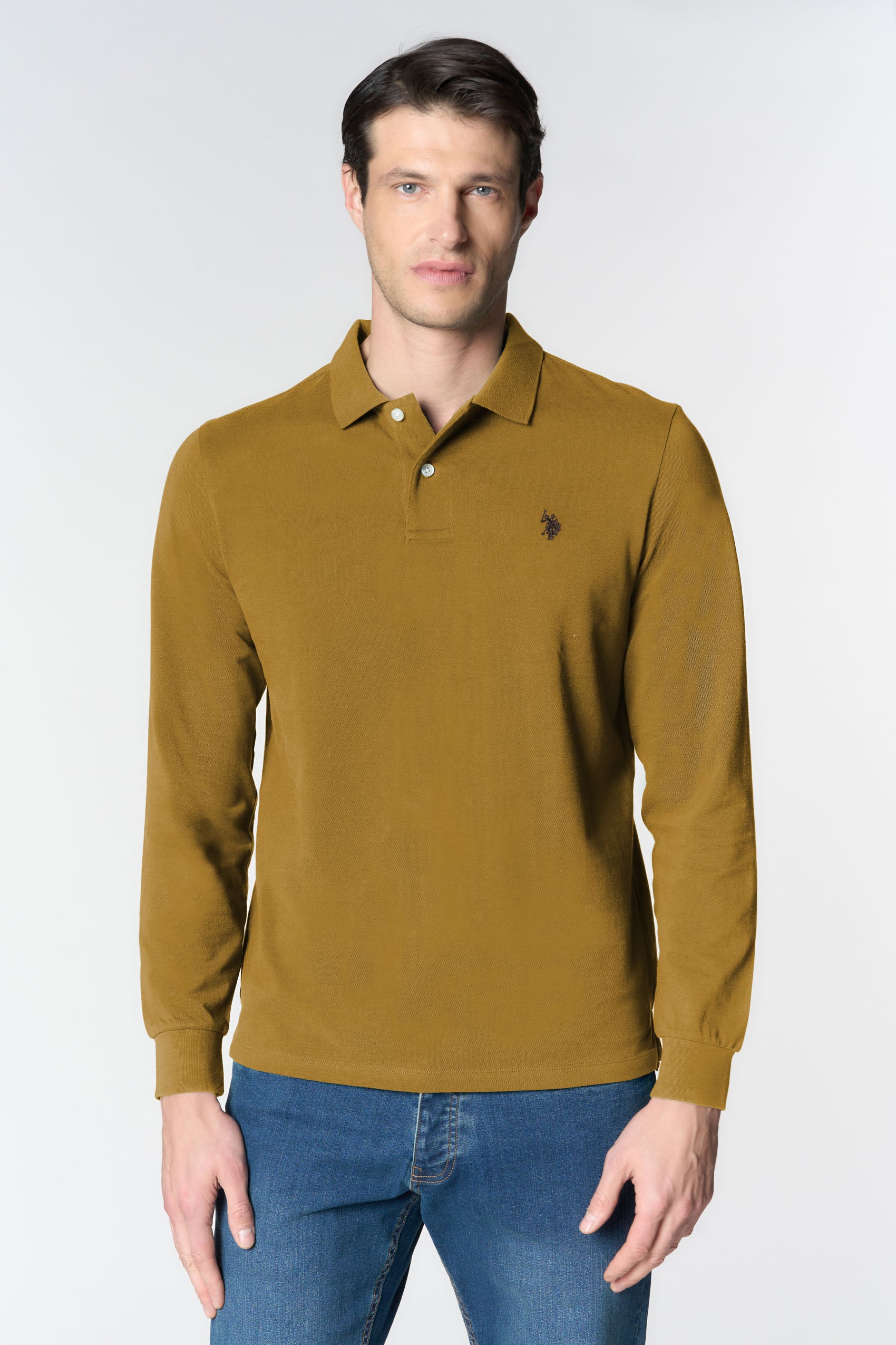 Polo shirt a maniche lunghe in cotone piquet