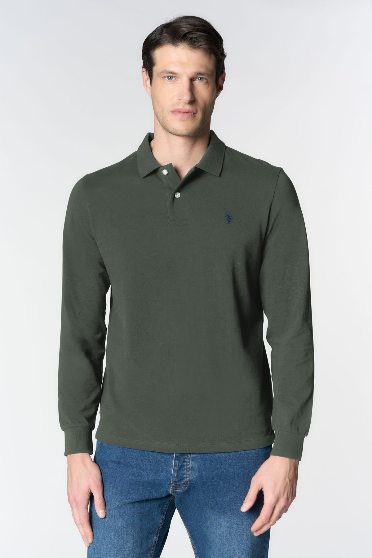 Polo shirt a maniche lunghe in cotone piquet