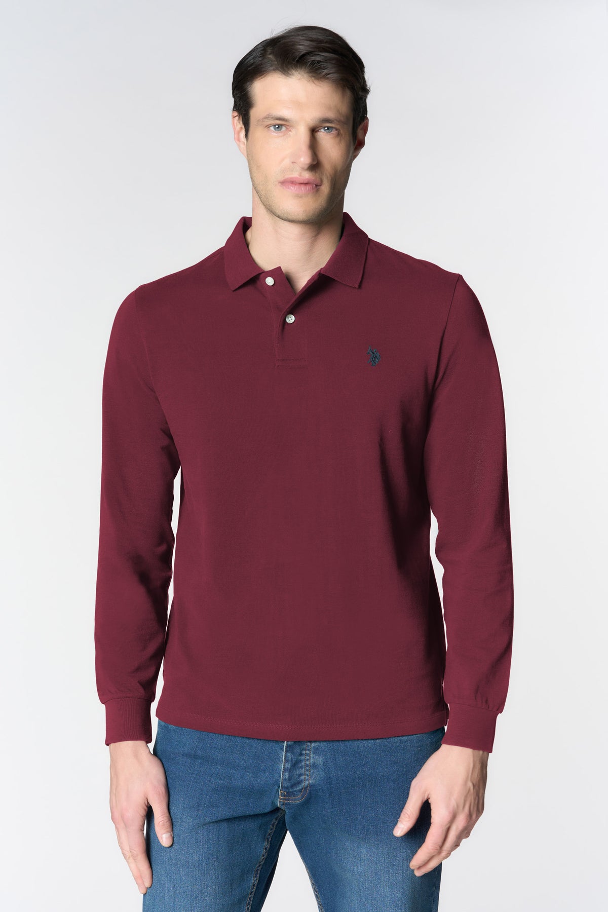 Polo shirt a maniche lunghe in cotone piquet
