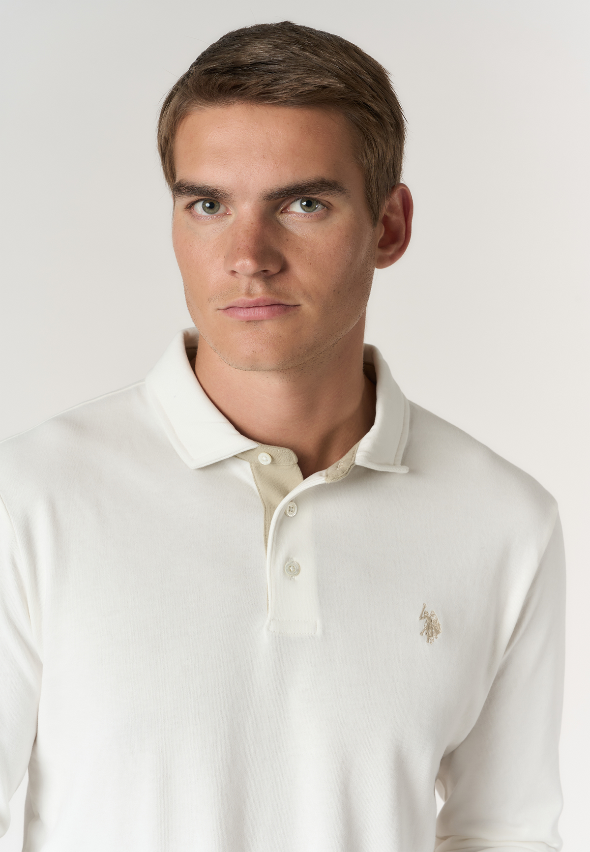 Polo shirt a maniche lunghe in cotone con toppe sui gomiti