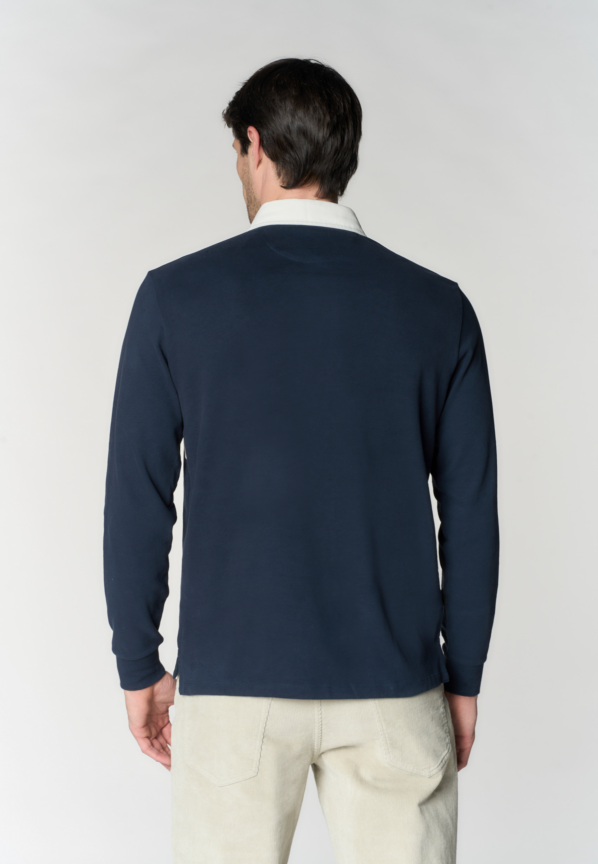 Polo shirt a maniche lunghe in cotone con patch e ricami