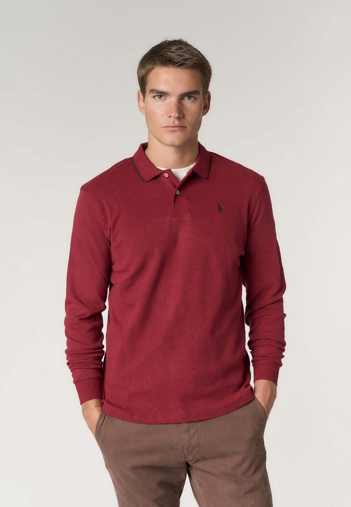 Polo shirt in cotone interlock a maniche lunghe premium Quality