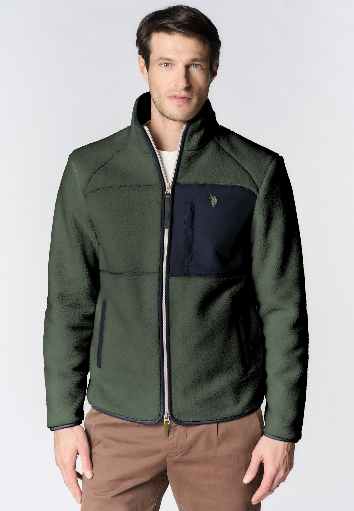 Giacca sherpa a collo alto con chiusura full zip
