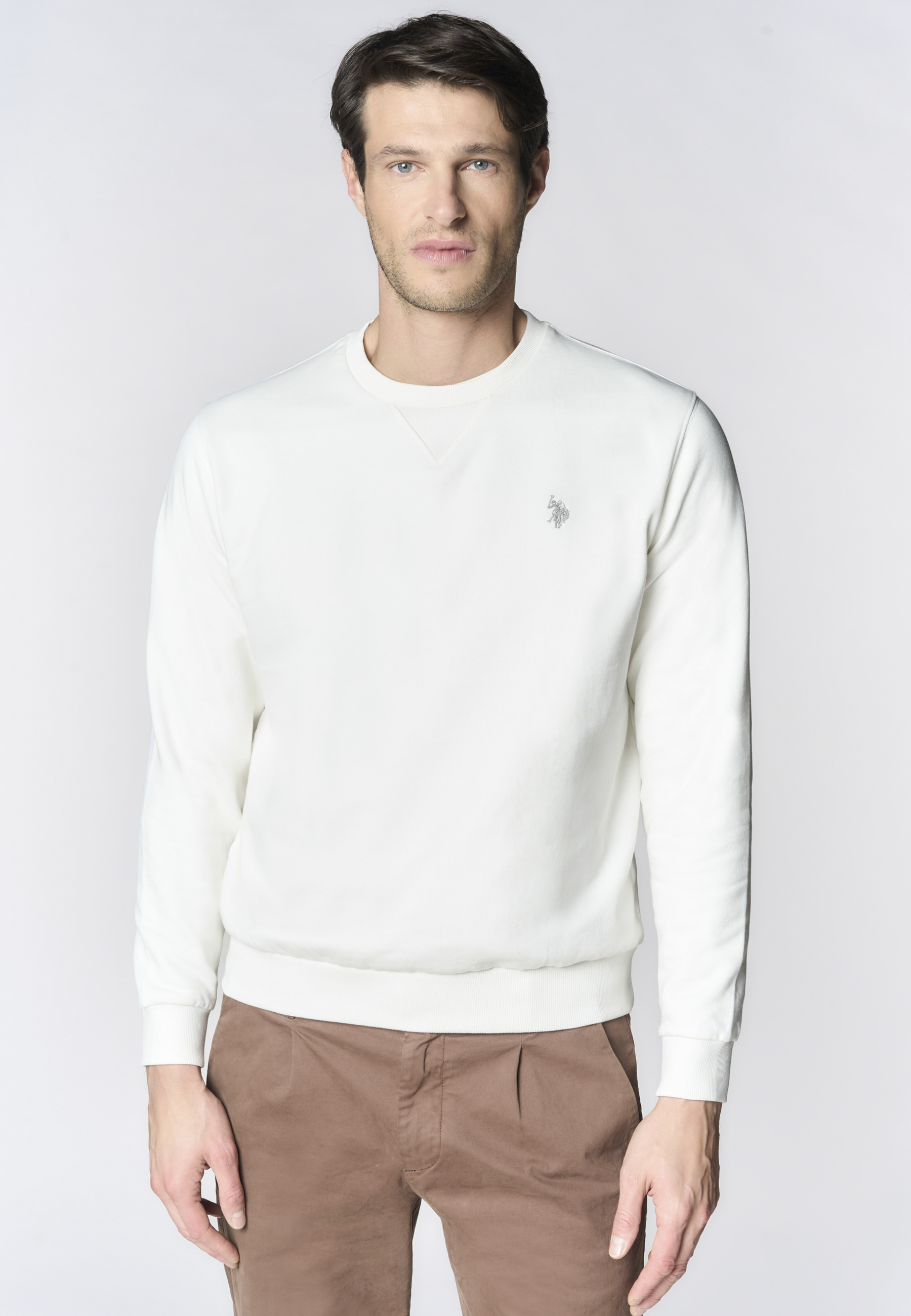 Felpa girocollo in cotone con logo