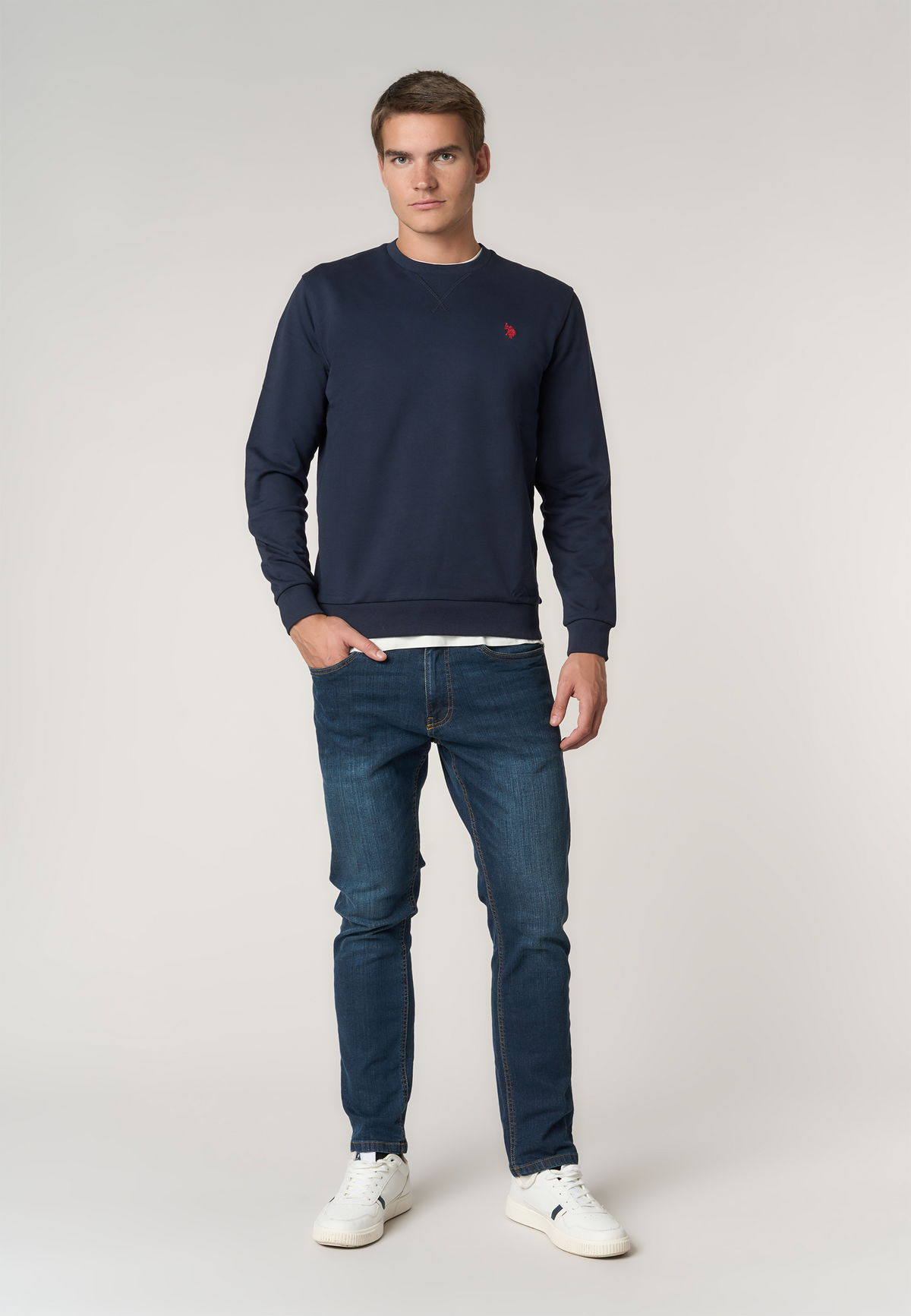 Felpa girocollo in cotone con logo