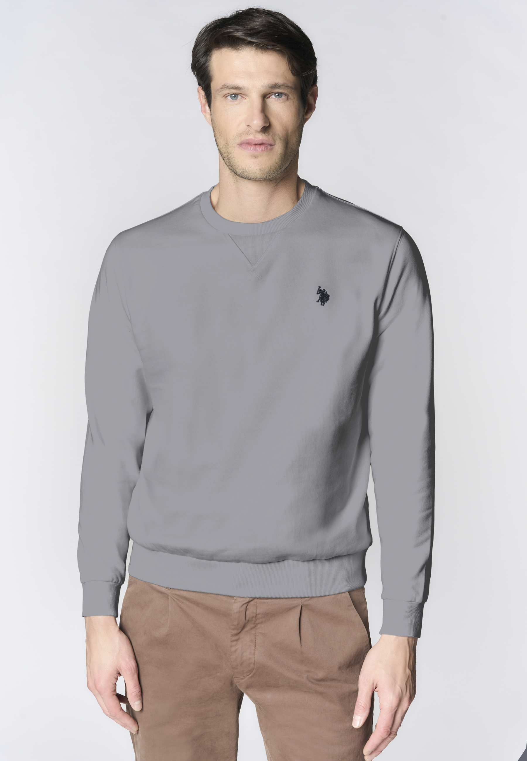 Felpa girocollo in cotone con logo