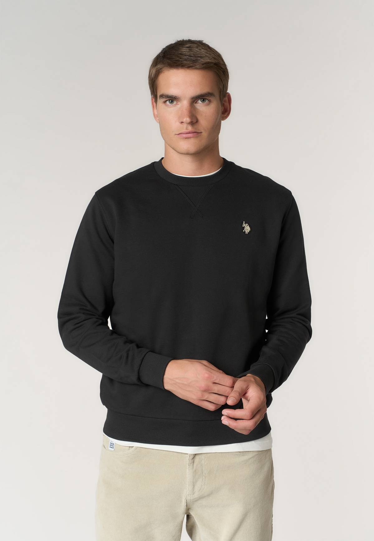 Felpa girocollo in cotone con logo