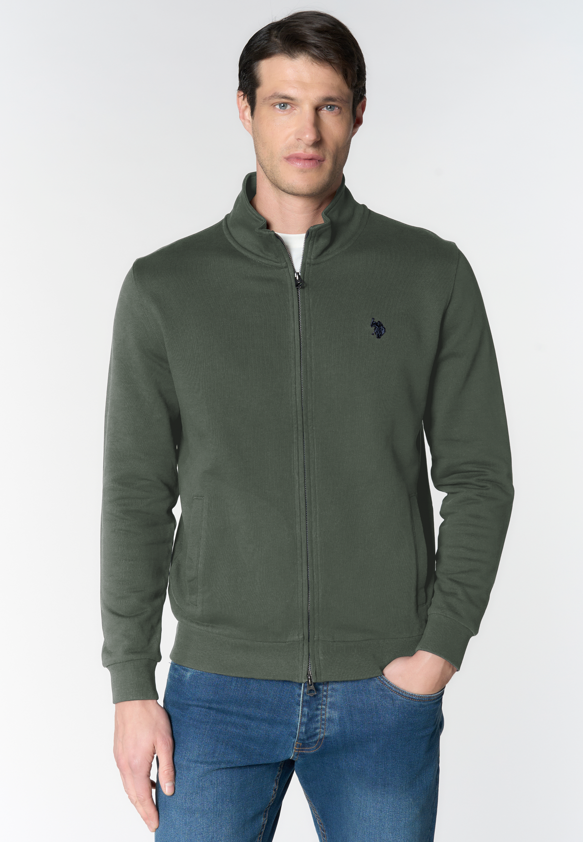 Felpa full zip in cotone con logo