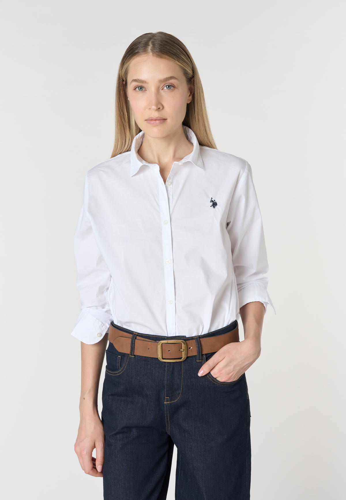 Camicia slim fit con ricamo