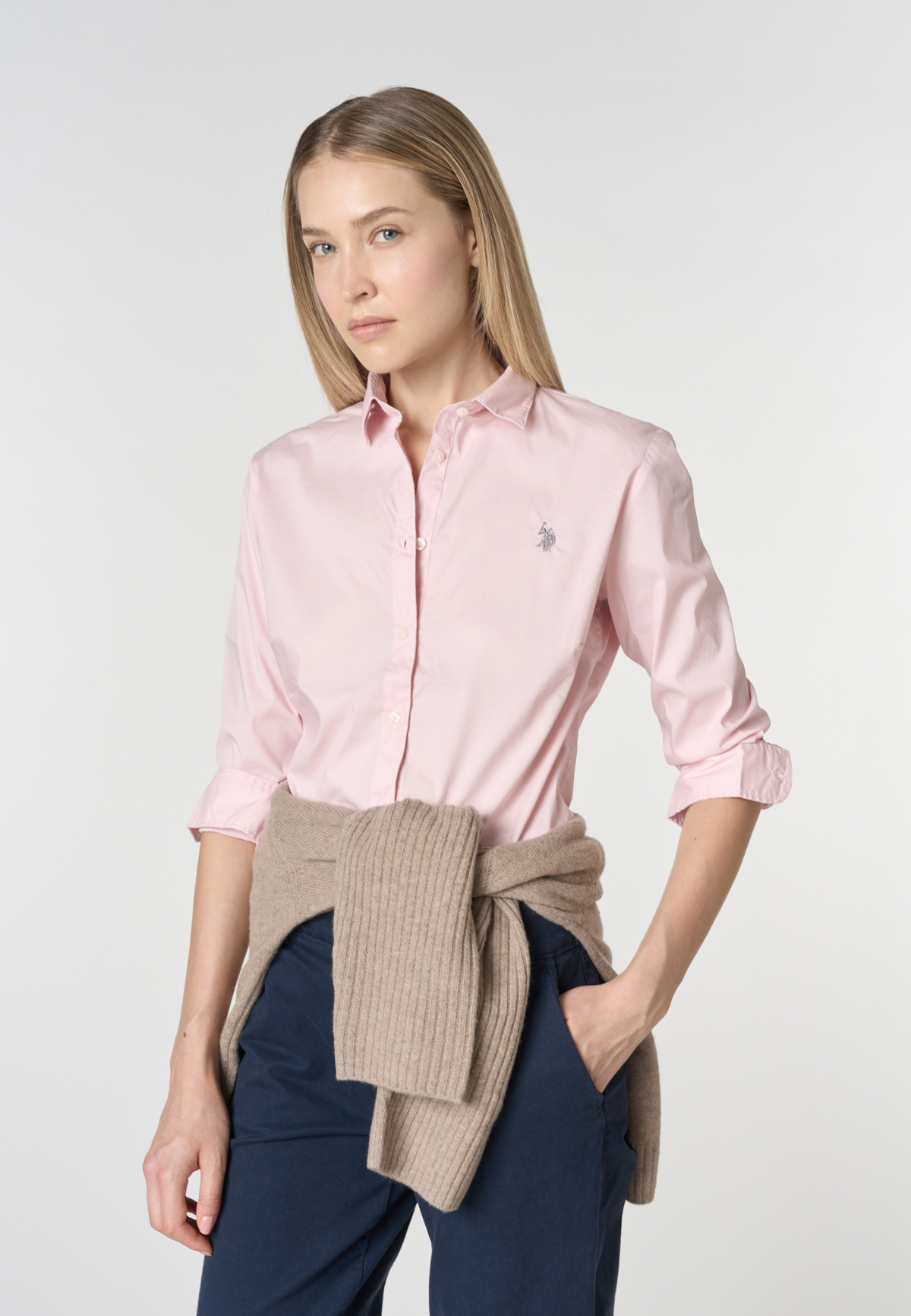 Camicia slim fit da donna con ricamo
