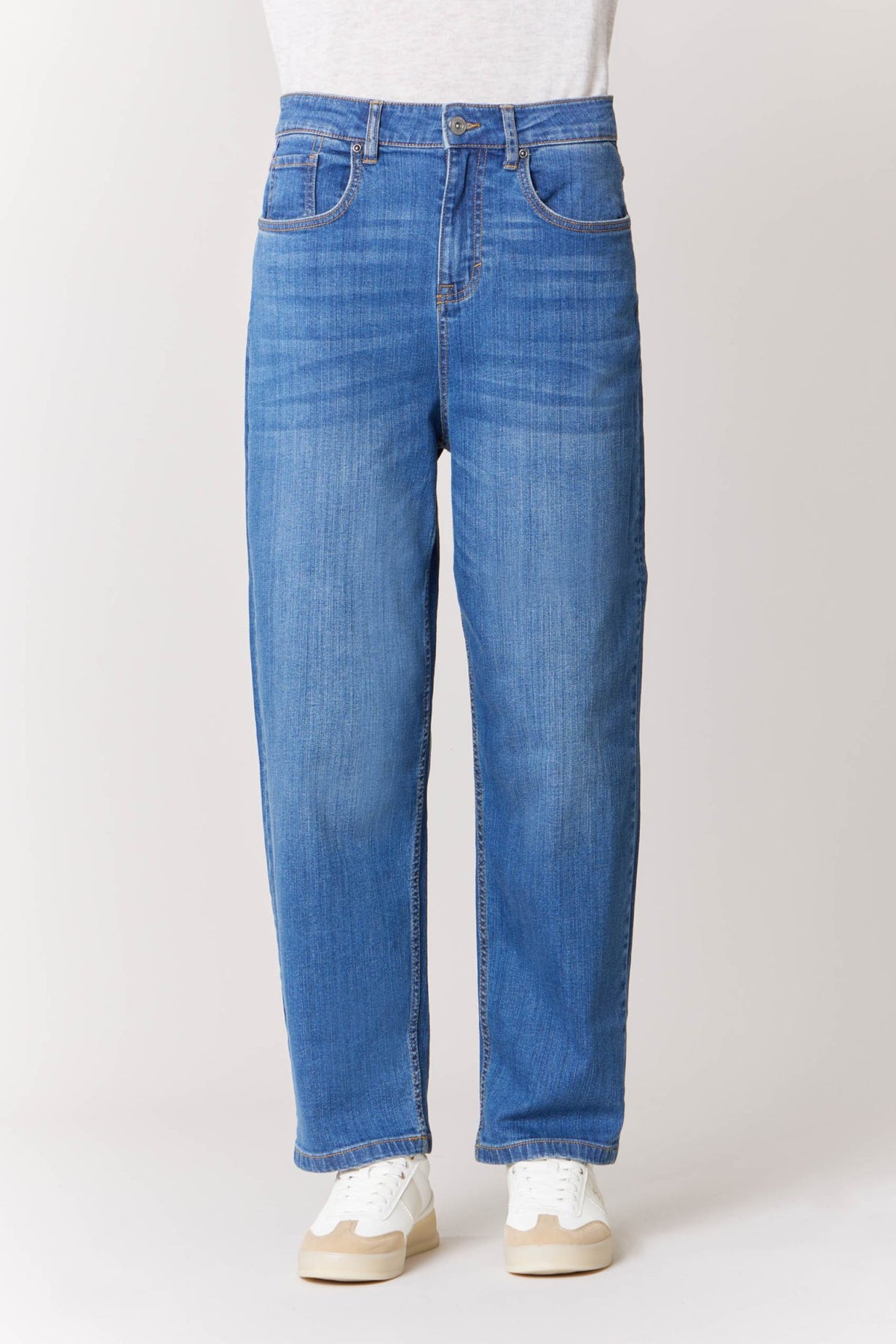 Pantalone denim cinque tasche mom fit