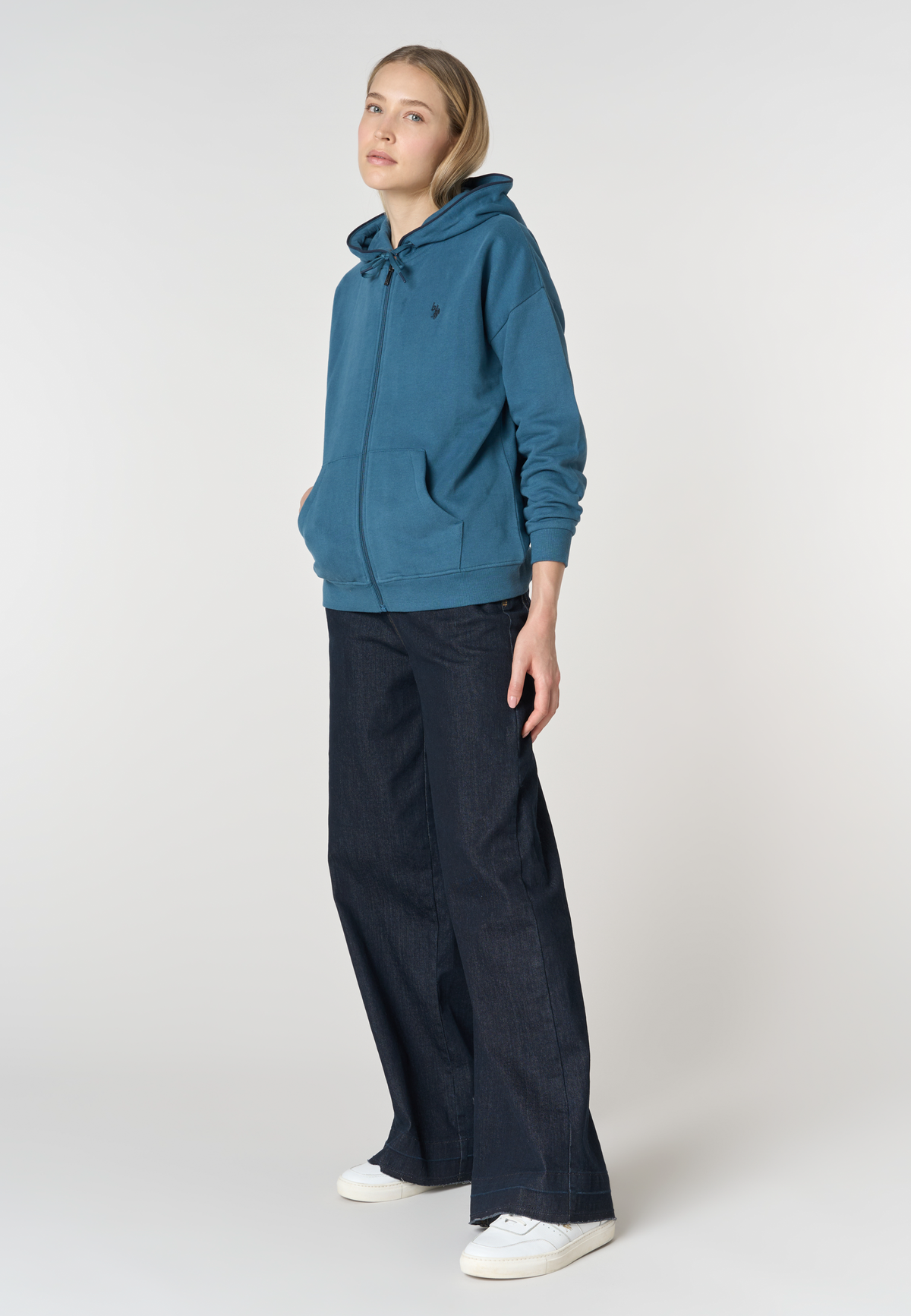Felpa con cappuccio e chiusura full zip