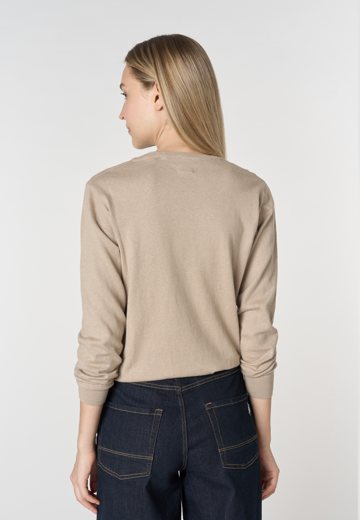 Maglia girocollo in misto cotone e cashmere