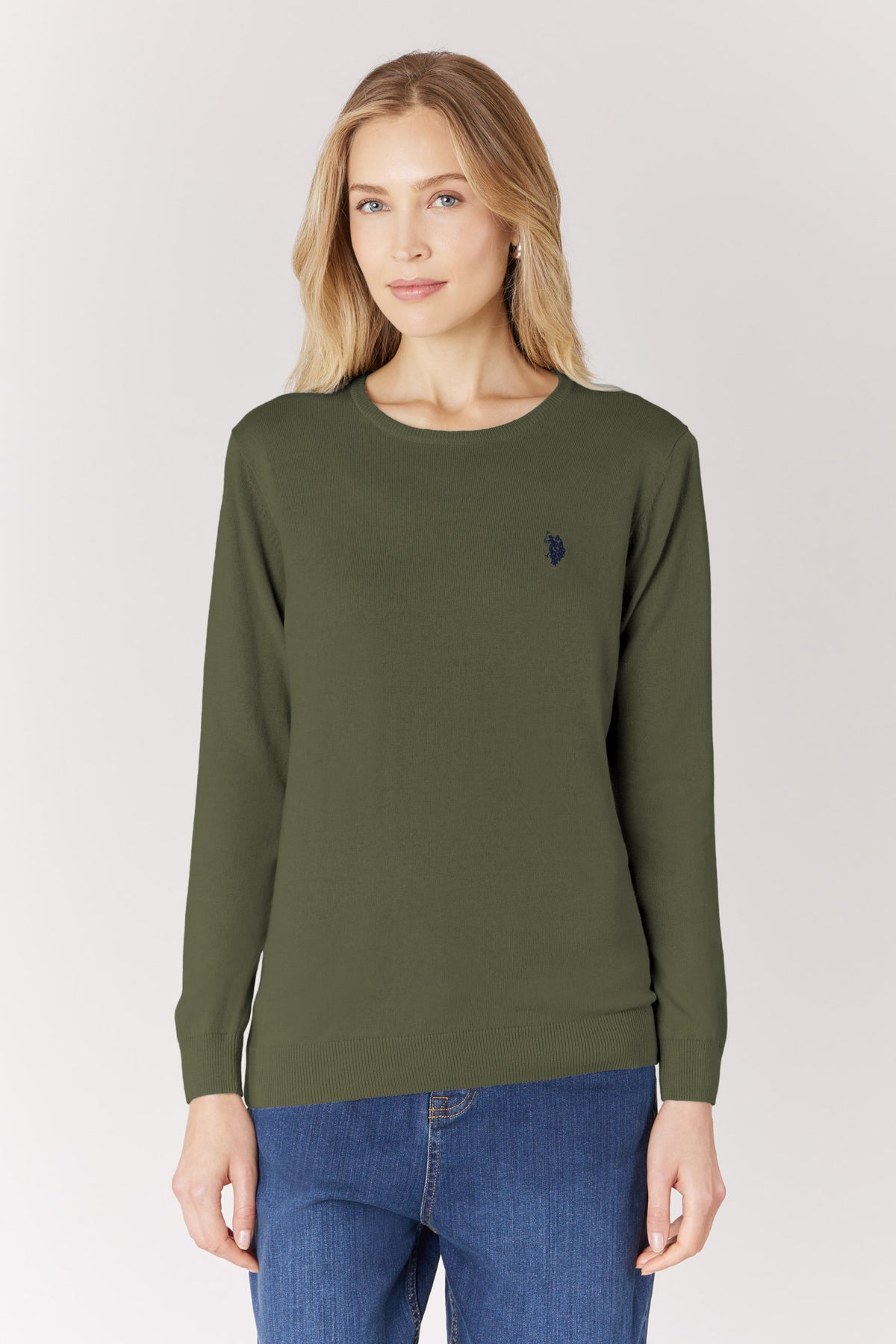 Maglia girocollo in misto cotone e cashmere