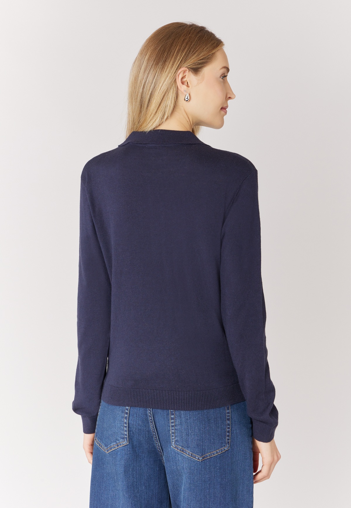 Polo shirt in cotone e cashmere a maniche lunghe