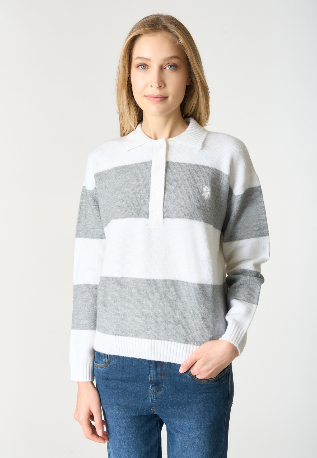 Maglia a righe con colletto e bottoni