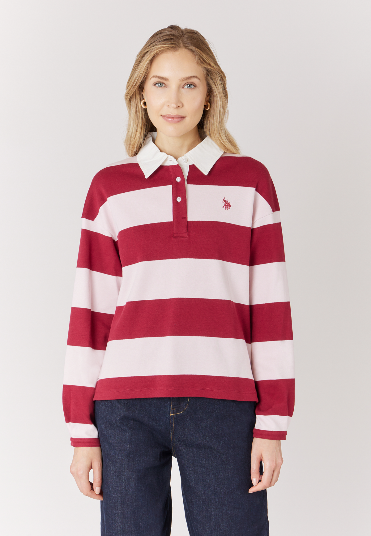 Polo shirt rugby in cotone a righe bicolore