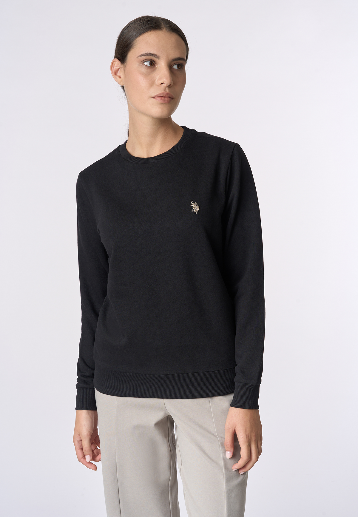 Felpa girocollo in cotone misto con logo Double Horsemen