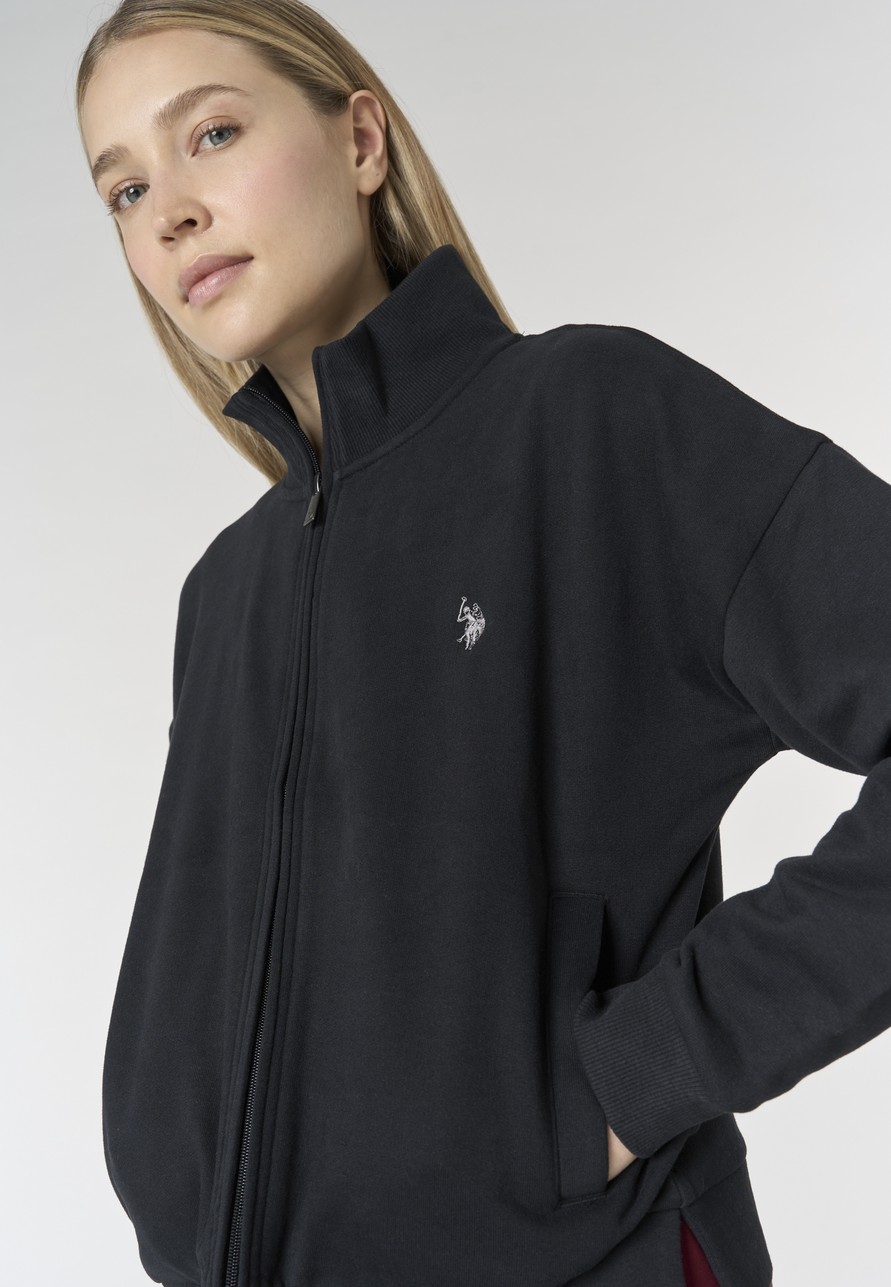 Felpa full zip da donna con collo alto