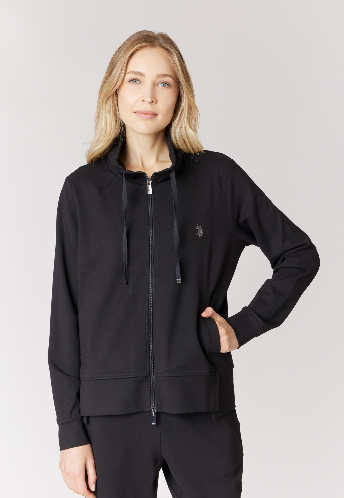 Felpa full zip da donna in punto Milano con coulisse