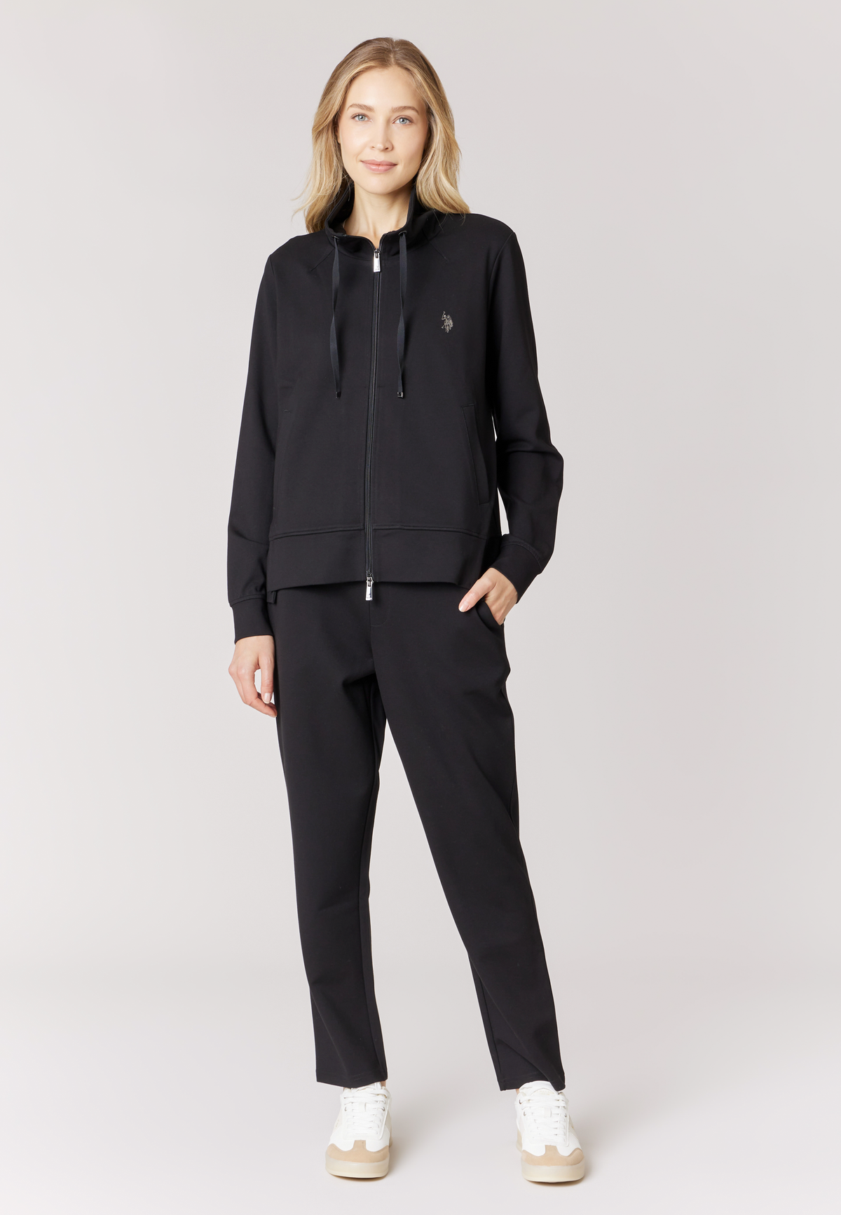 Felpa full zip da donna in punto Milano con coulisse