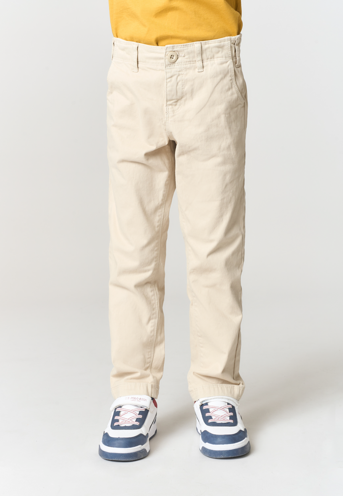 Pantalone chino in cotone stretch con vita elasticizzata