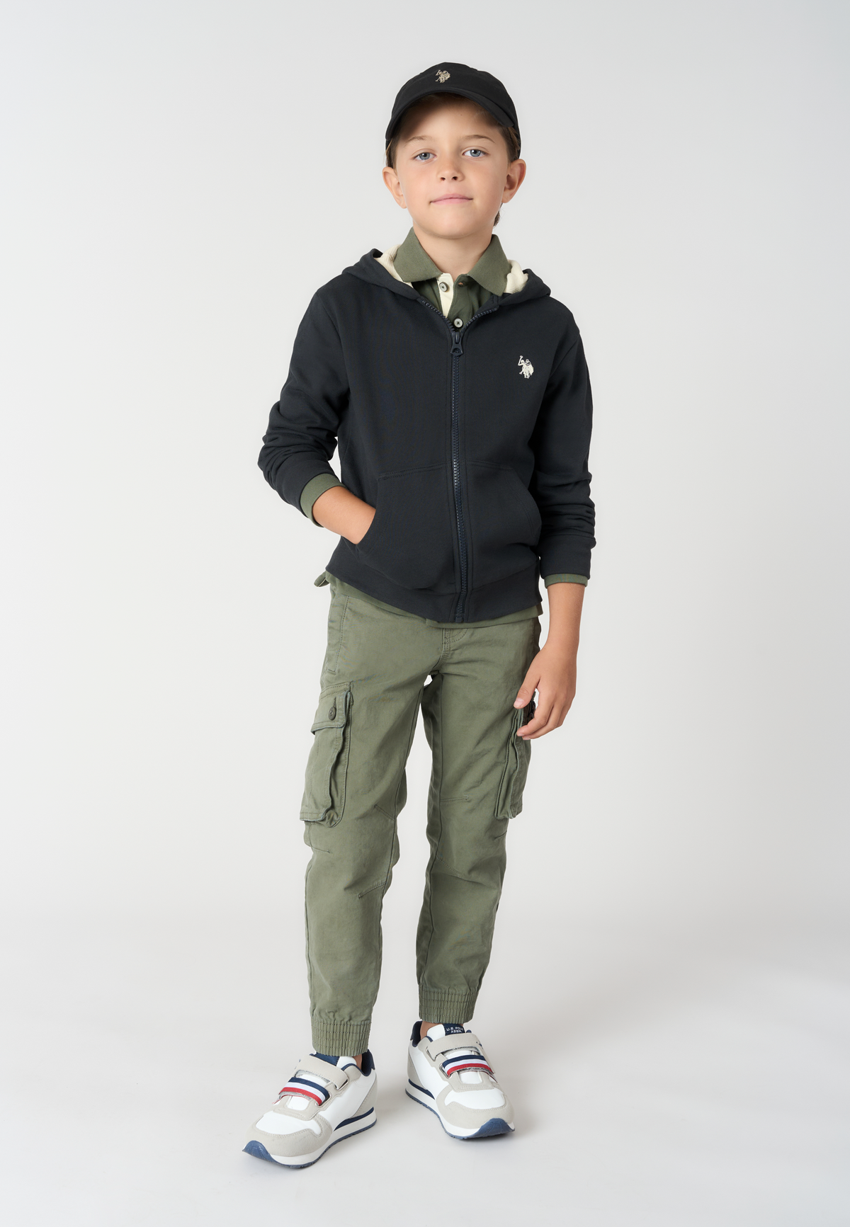 Felpa con cappuccio e zip in misto cotone spazzolato