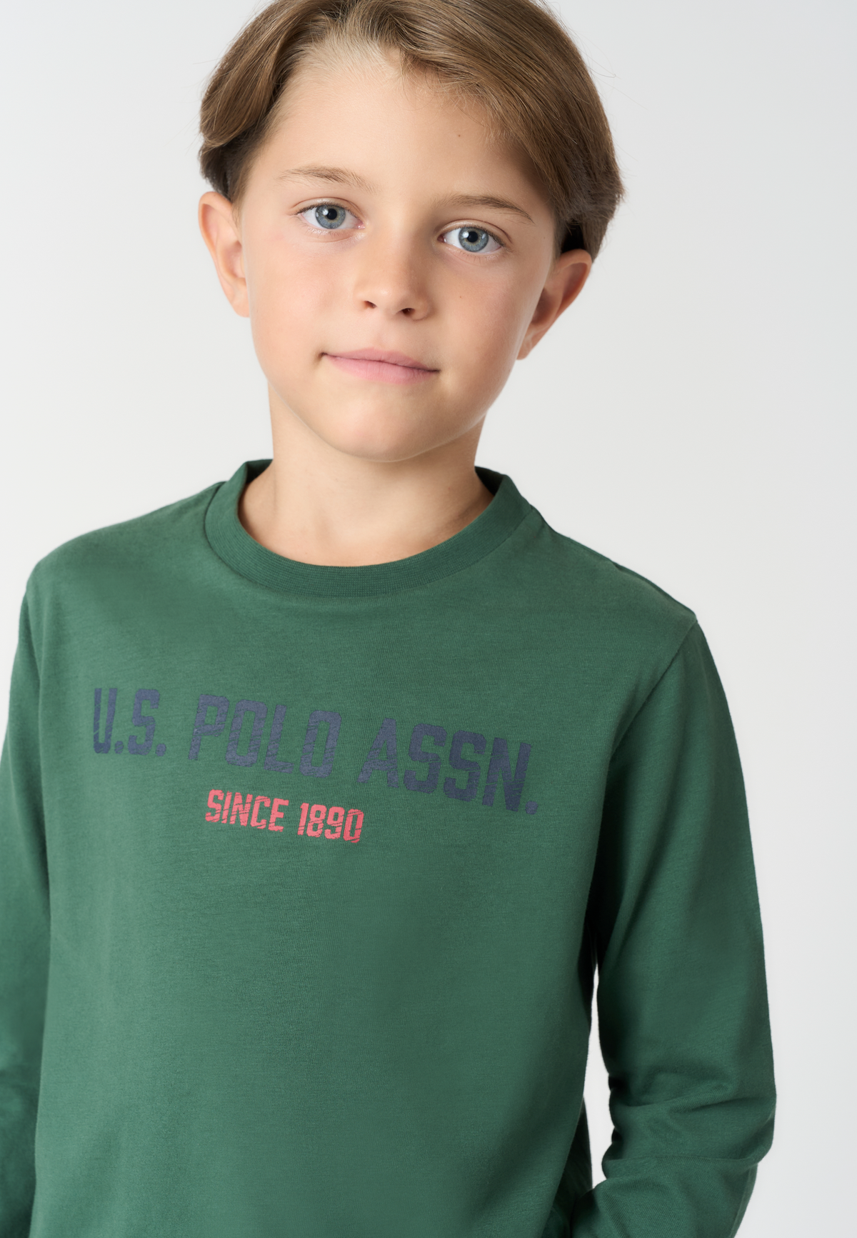T-shirt a maniche lunghe in cotone da bambino con grafica U.S. Polo Assn.