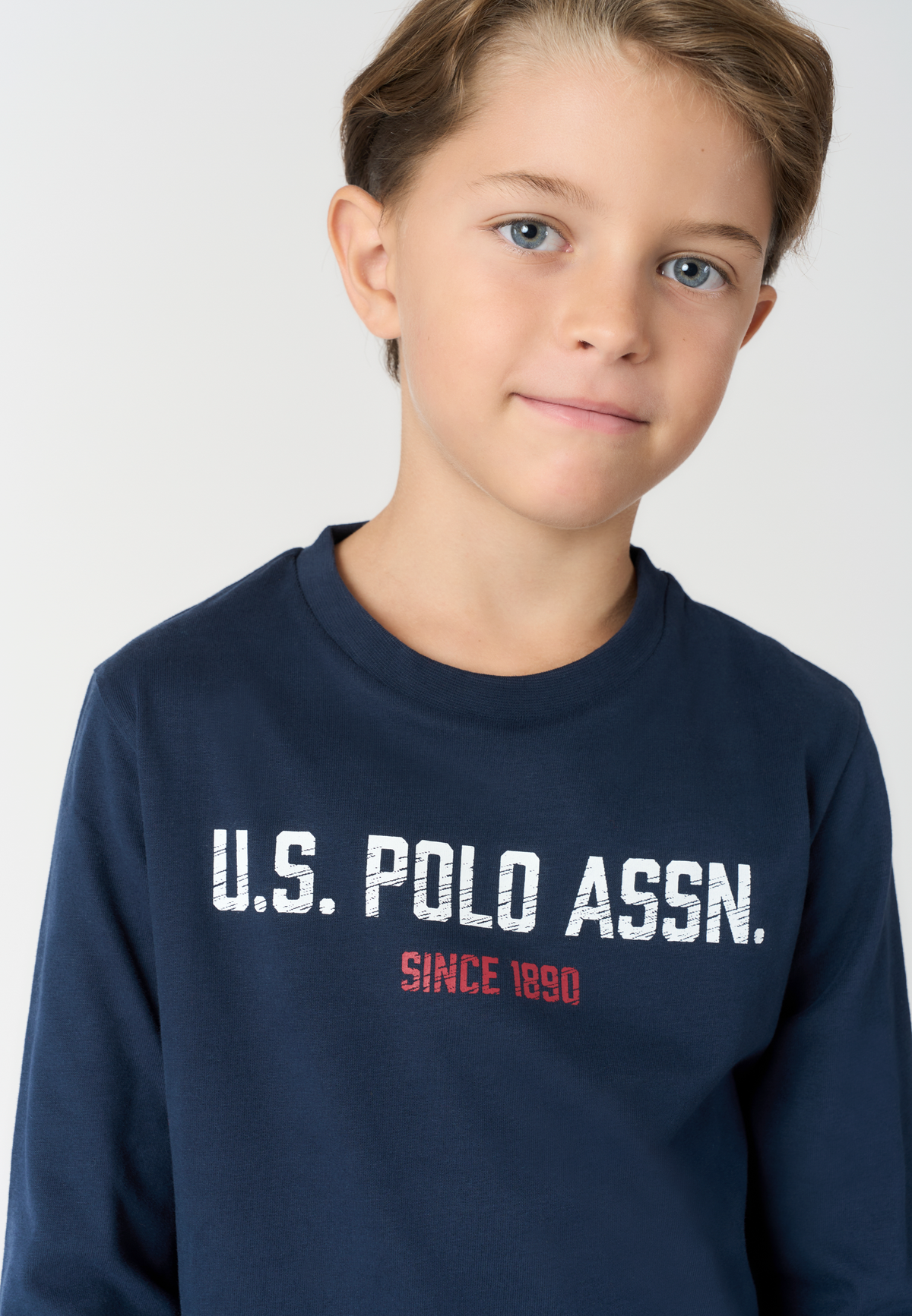 T-shirt a maniche lunghe in cotone da bambino con grafica U.S. Polo Assn.