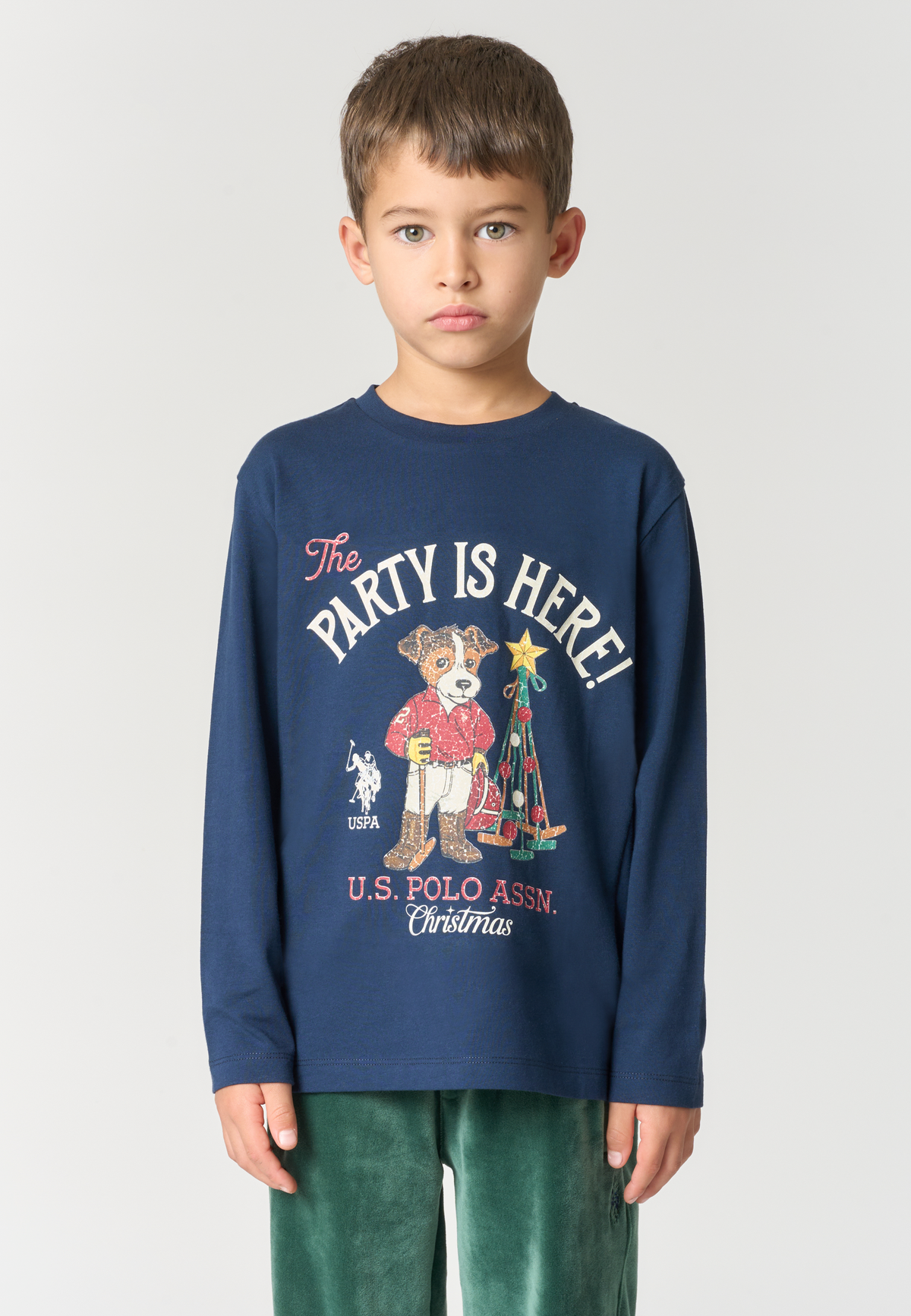 T-shirt in cotone a maniche lunghe con grafica natalizia