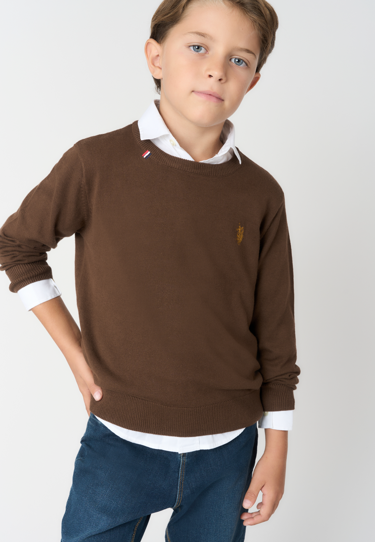 Maglione girocollo da bambino in misto cotone