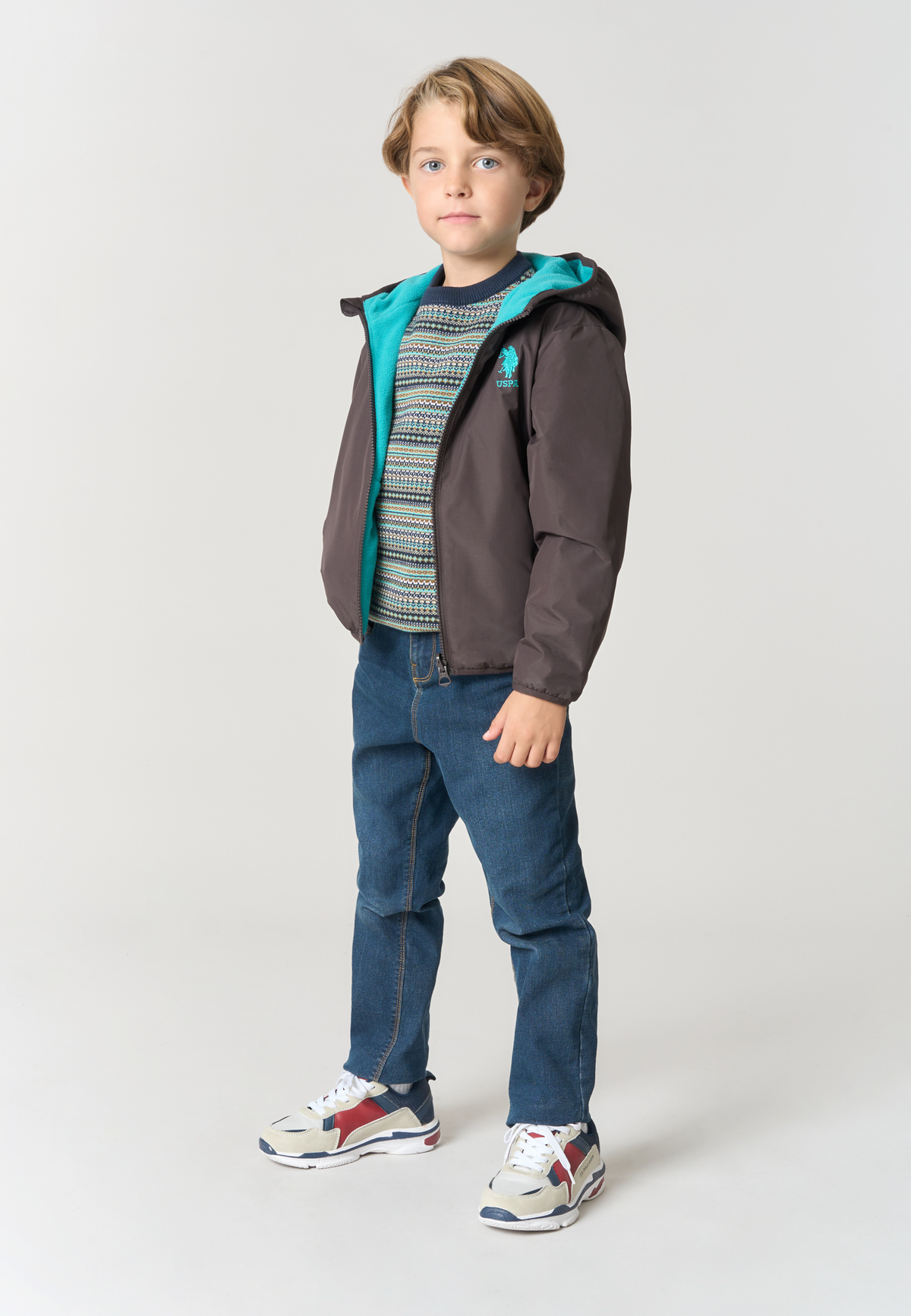 Maglione girocollo con motivo multicolor