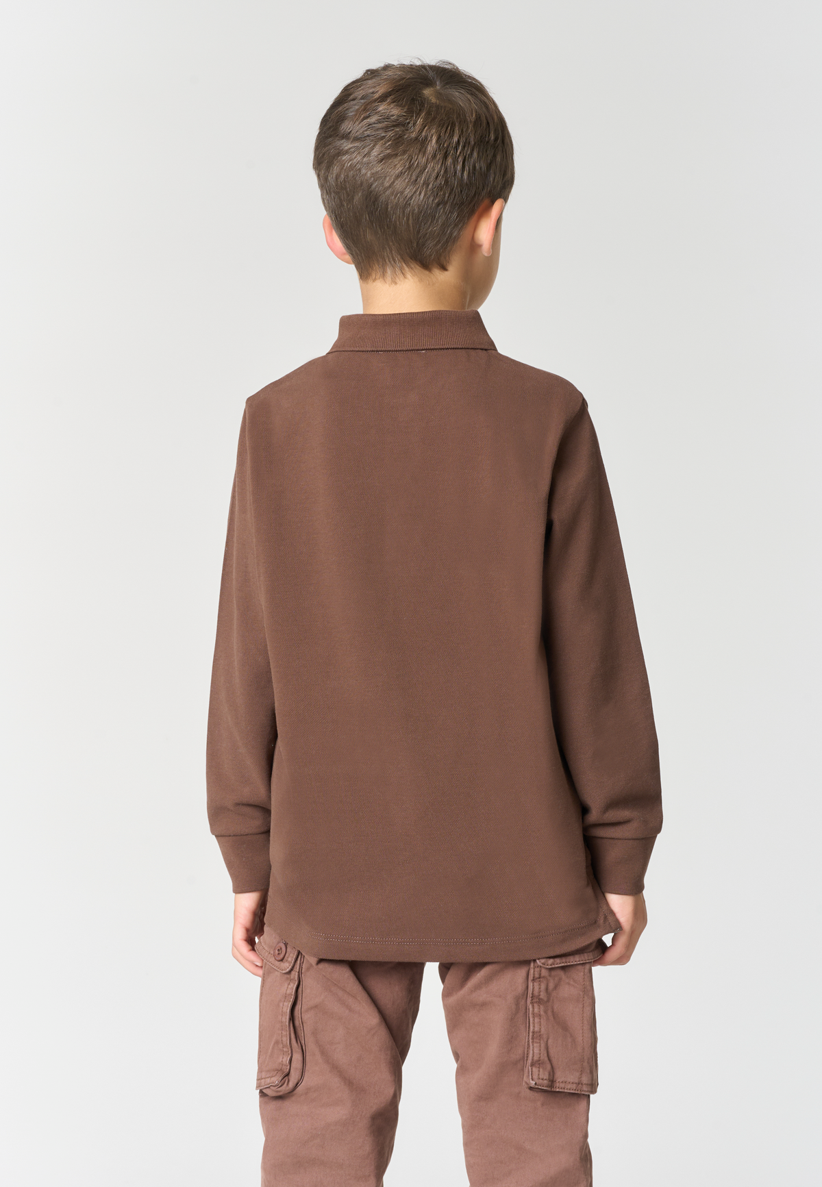 Polo shirt bambino a maniche lunghe in cotone piquet
