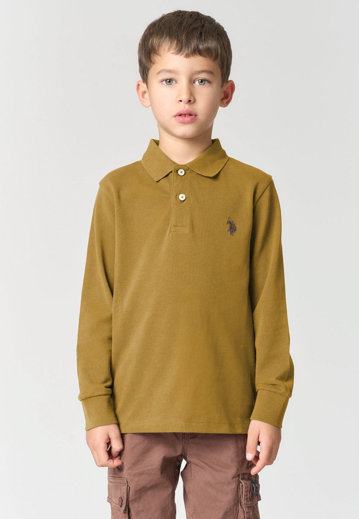 Polo shirt bambino a maniche lunghe in cotone piquet