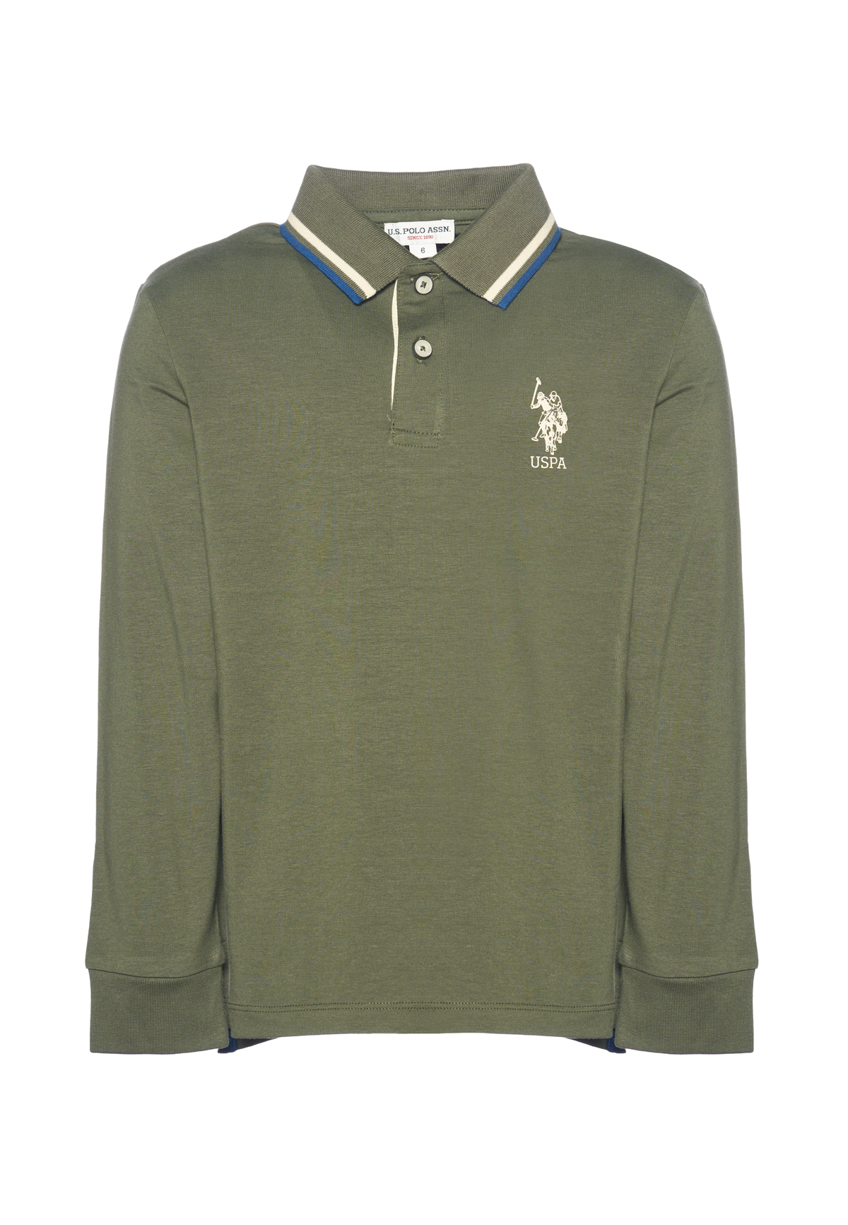 Polo shirt bambino a maniche lunghe in cotone con profili a contrasto