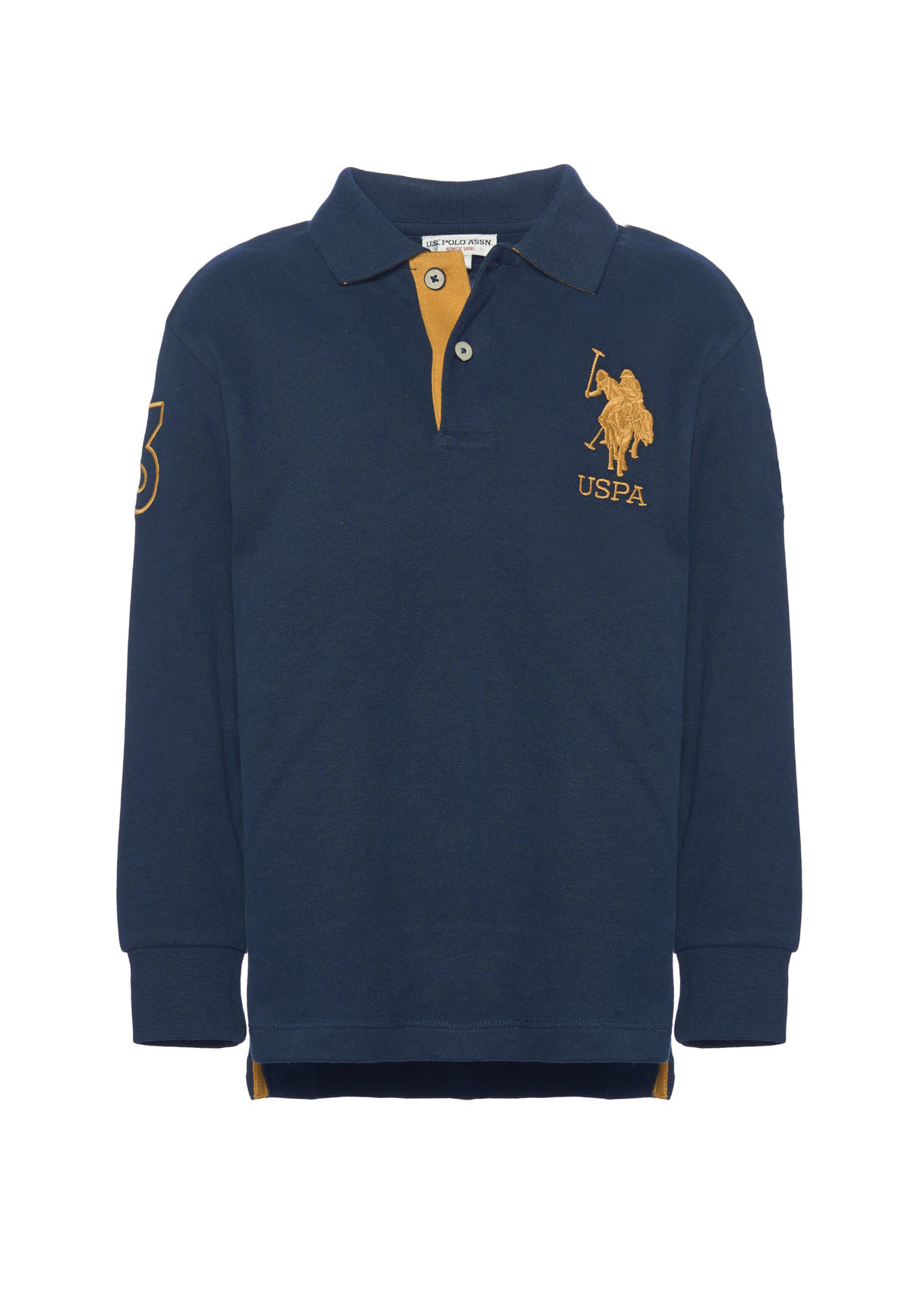 Polo shirt da bambino in cotone con maxi logo e sottocolletto colorato