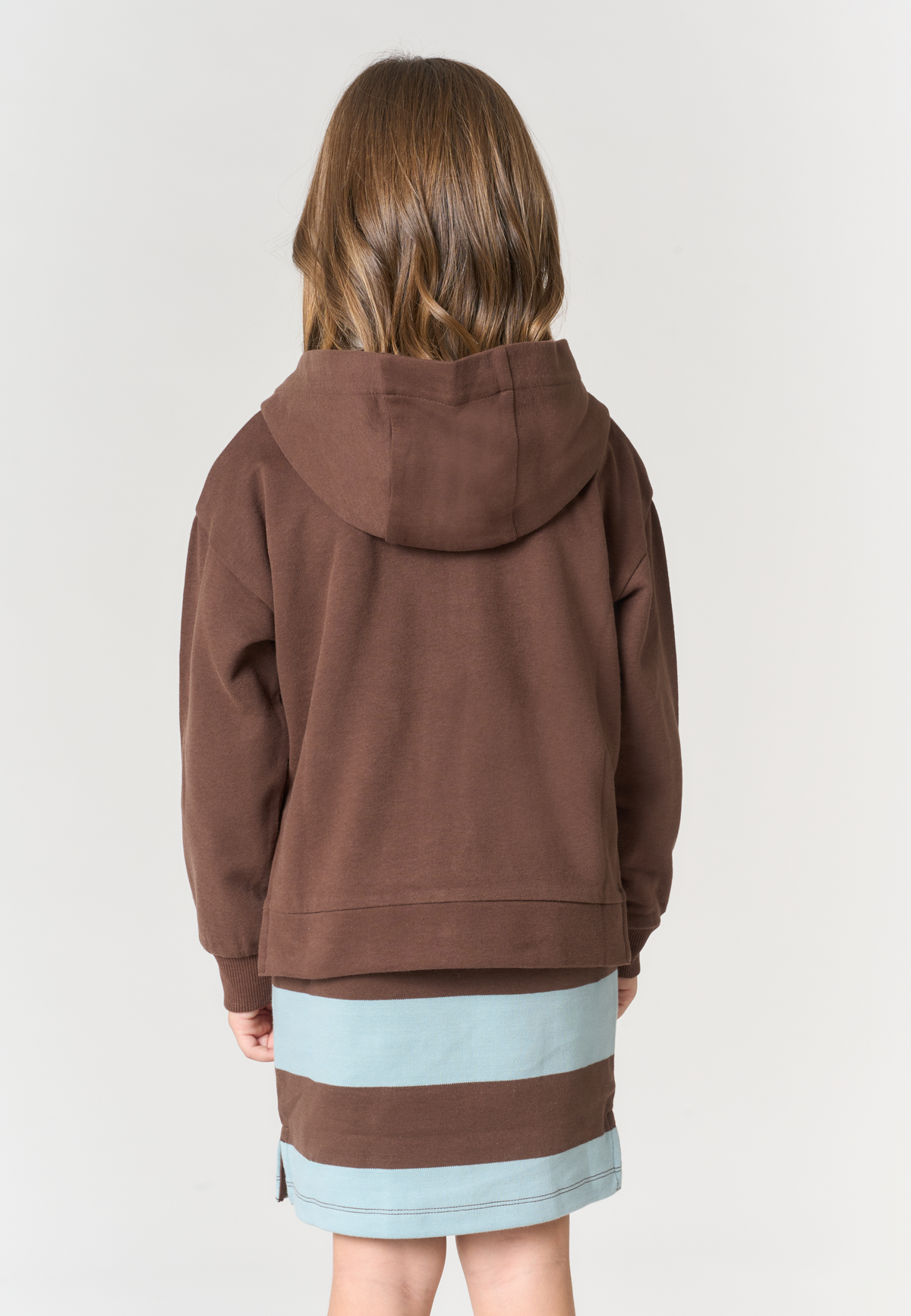 Felpa con cappuccio e zip in tessuto spazzolato