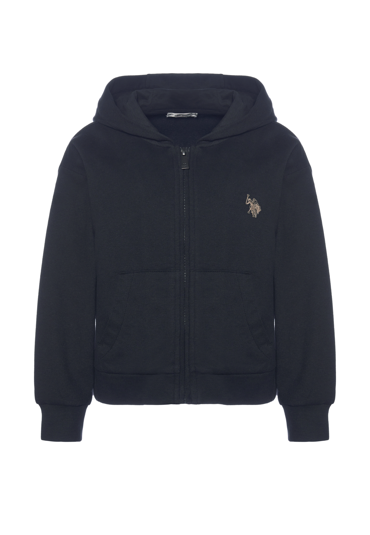 Felpa con cappuccio e zip in tessuto spazzolato