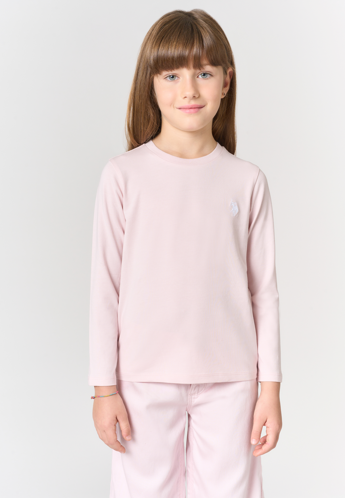 T-shirt a maniche lunghe da bambina in cotone elasticizzato
