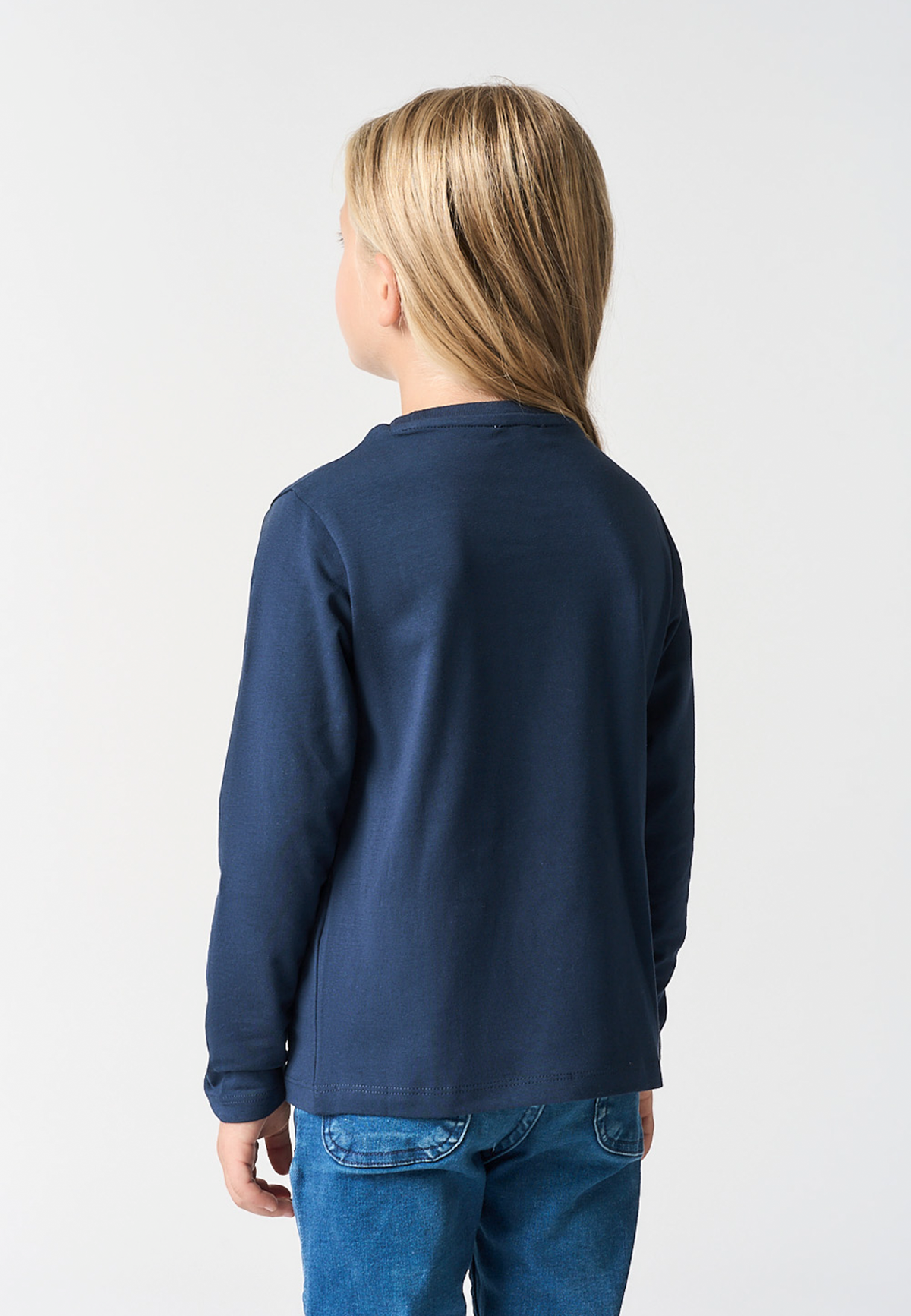 T-shirt a maniche lunghe da bambina in cotone elasticizzato