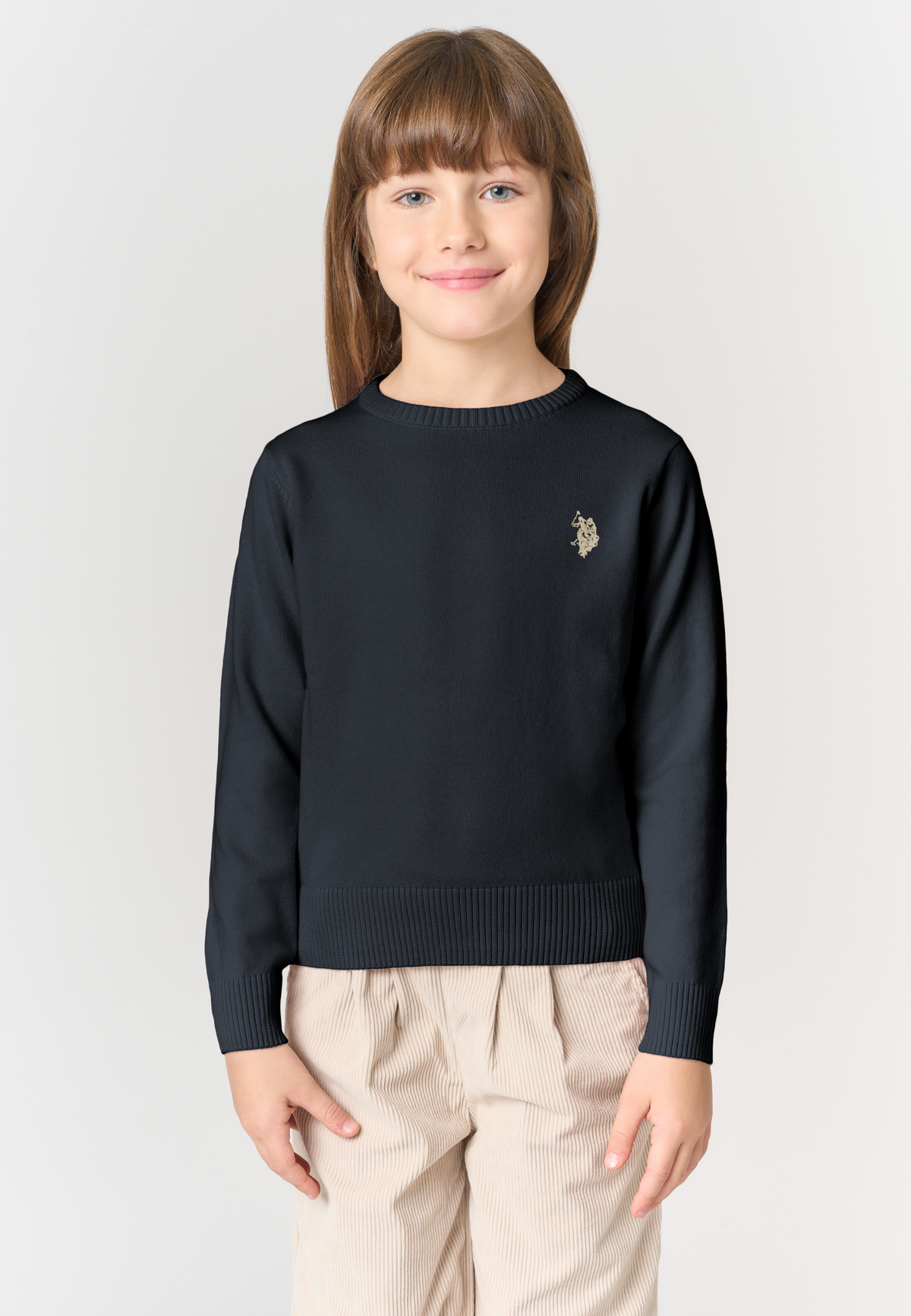T-shirt a maniche lunghe da bambina in cotone elasticizzato