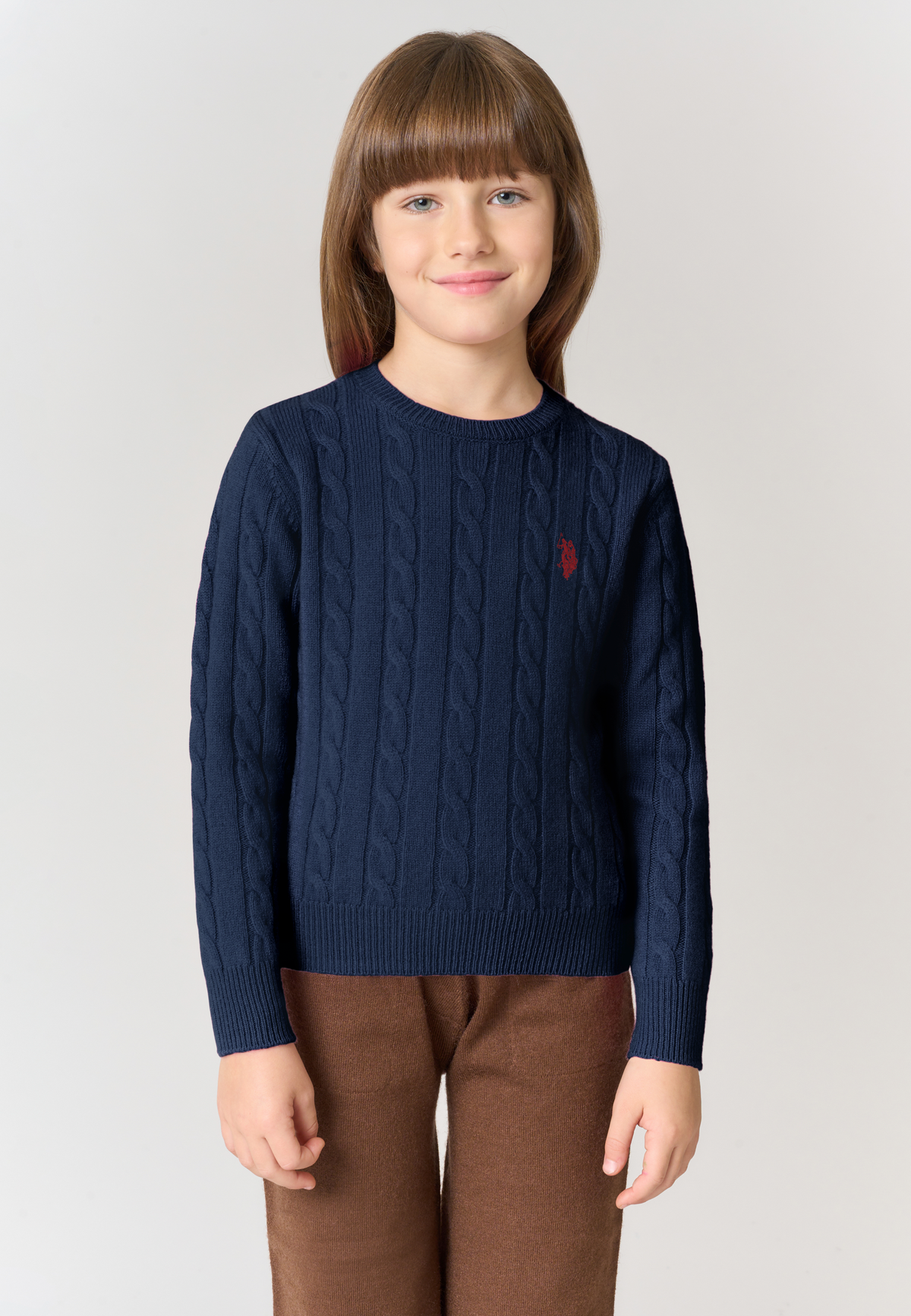Maglia da bambina in lana con lavorazione a trecce