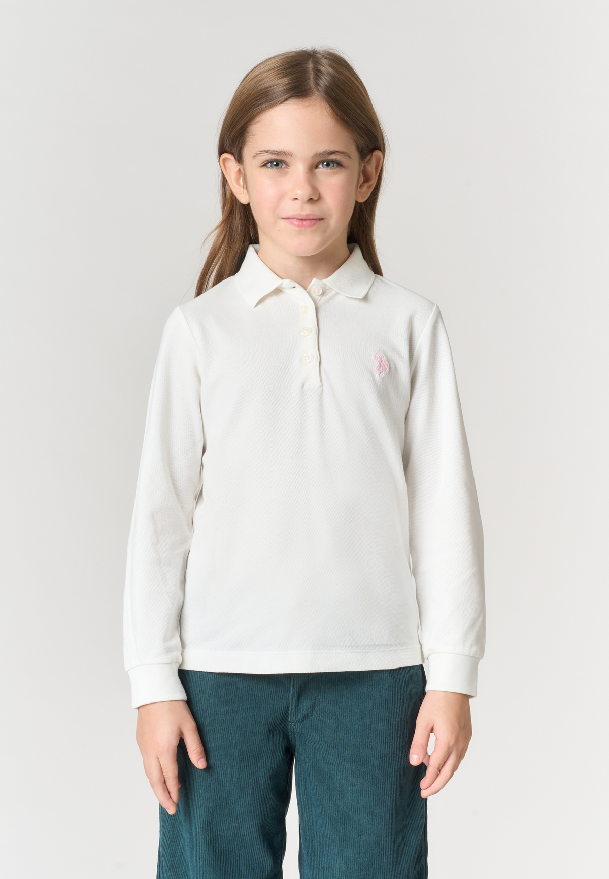 Polo shirt a maniche lunghe da bambina in cotone