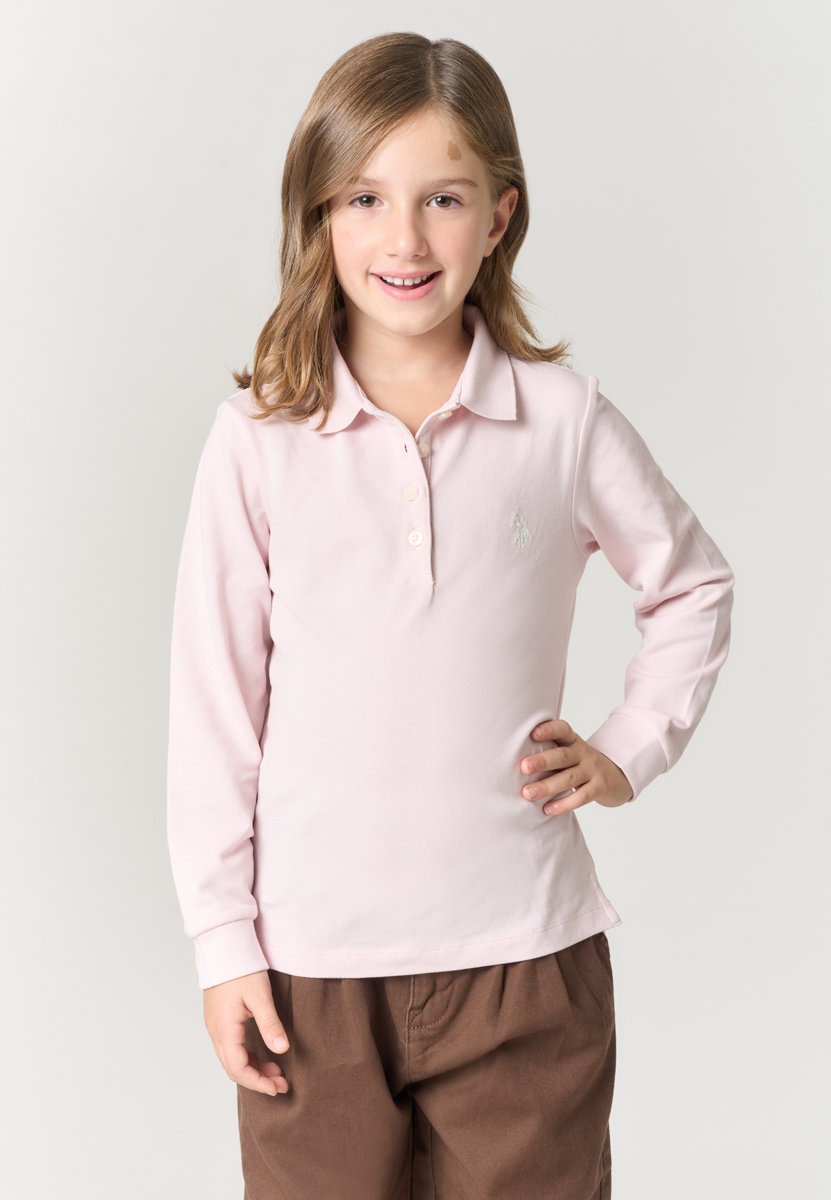 Polo shirt a maniche lunghe da bambina in cotone