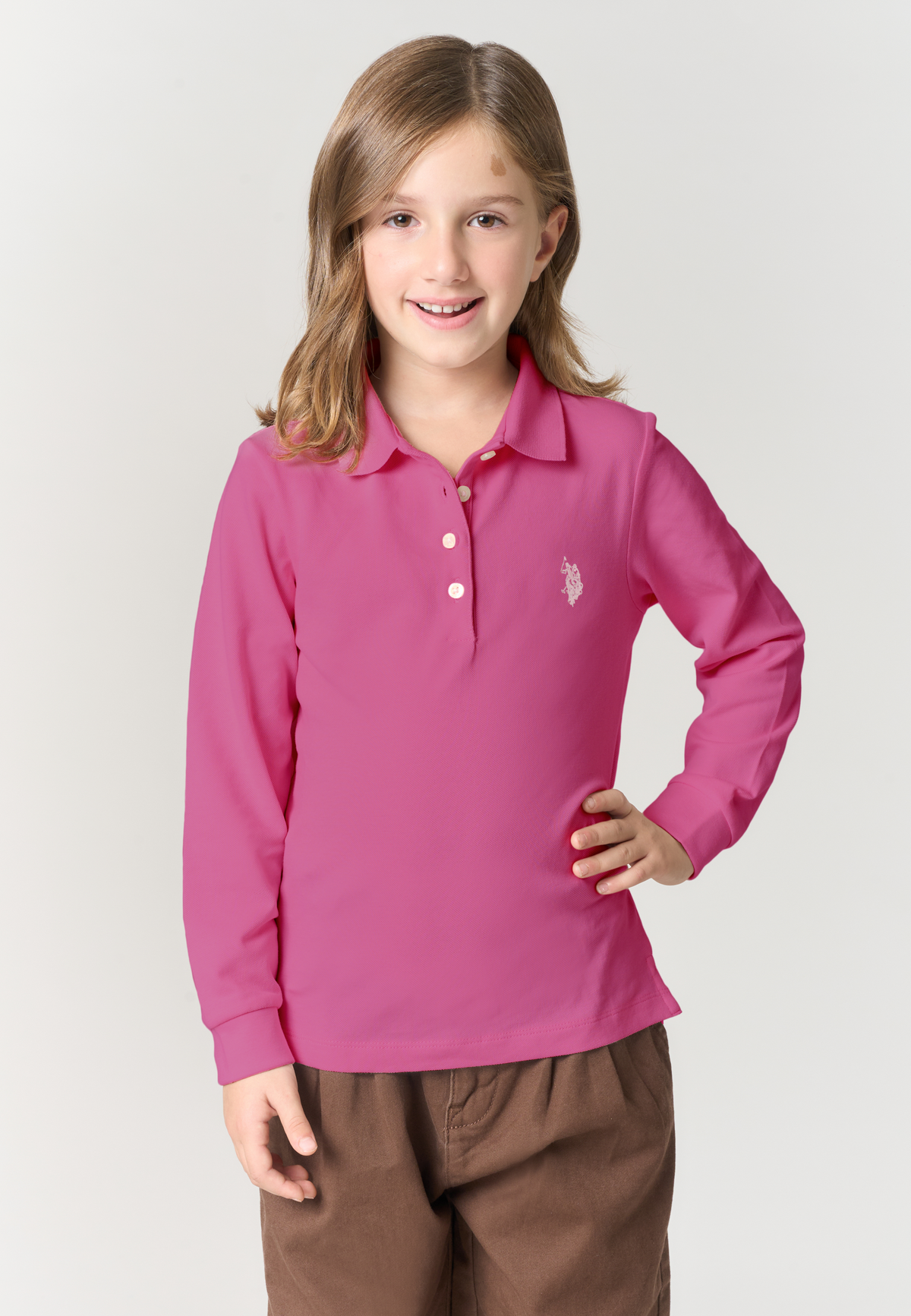 Polo shirt a maniche lunghe da bambina in cotone