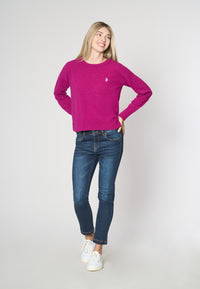 Maglia girocollo in filato lana riciclato