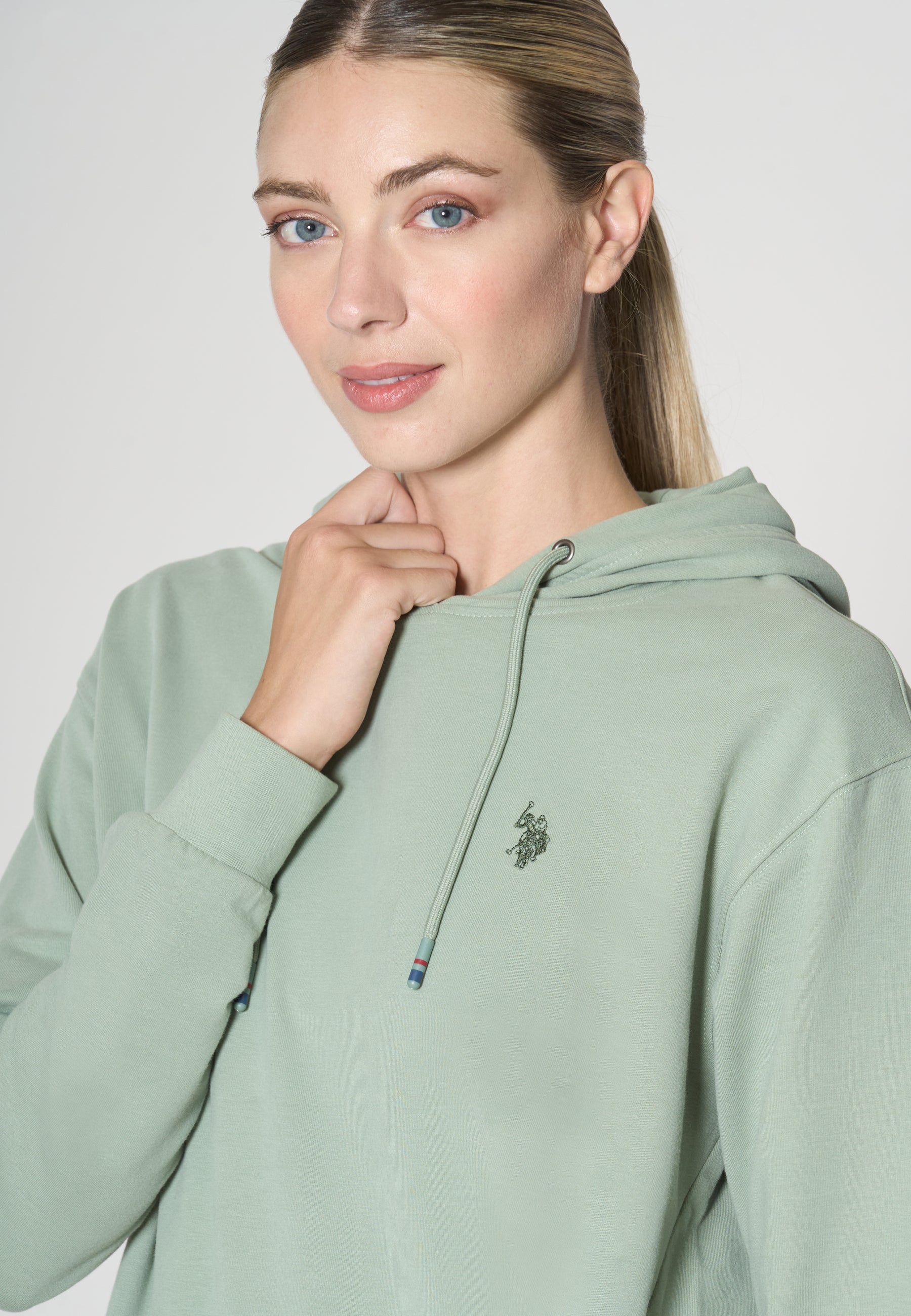 Felpa con cappuccio in cotone stretch