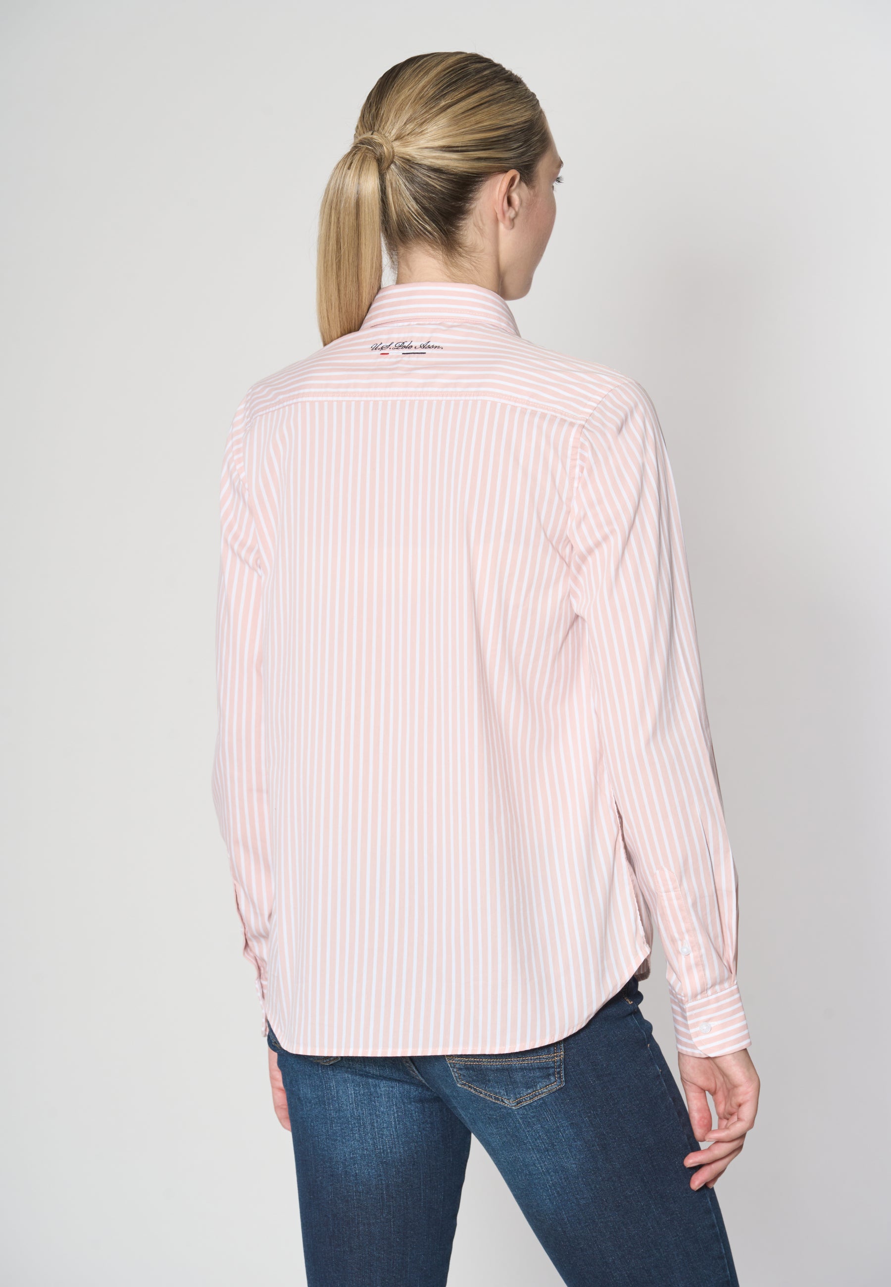 Camicia in cotone stretch popeline a righe