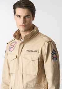 Giacca field in cotone gabardine con patch