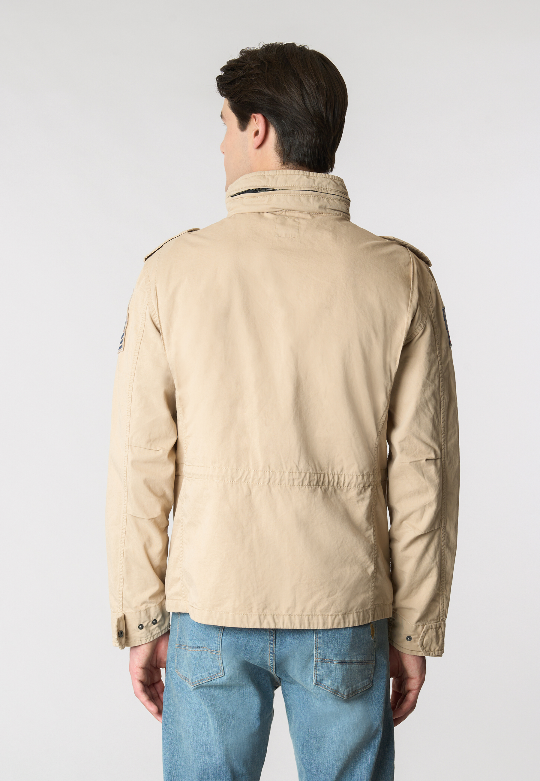 Giacca field in cotone gabardine con patch